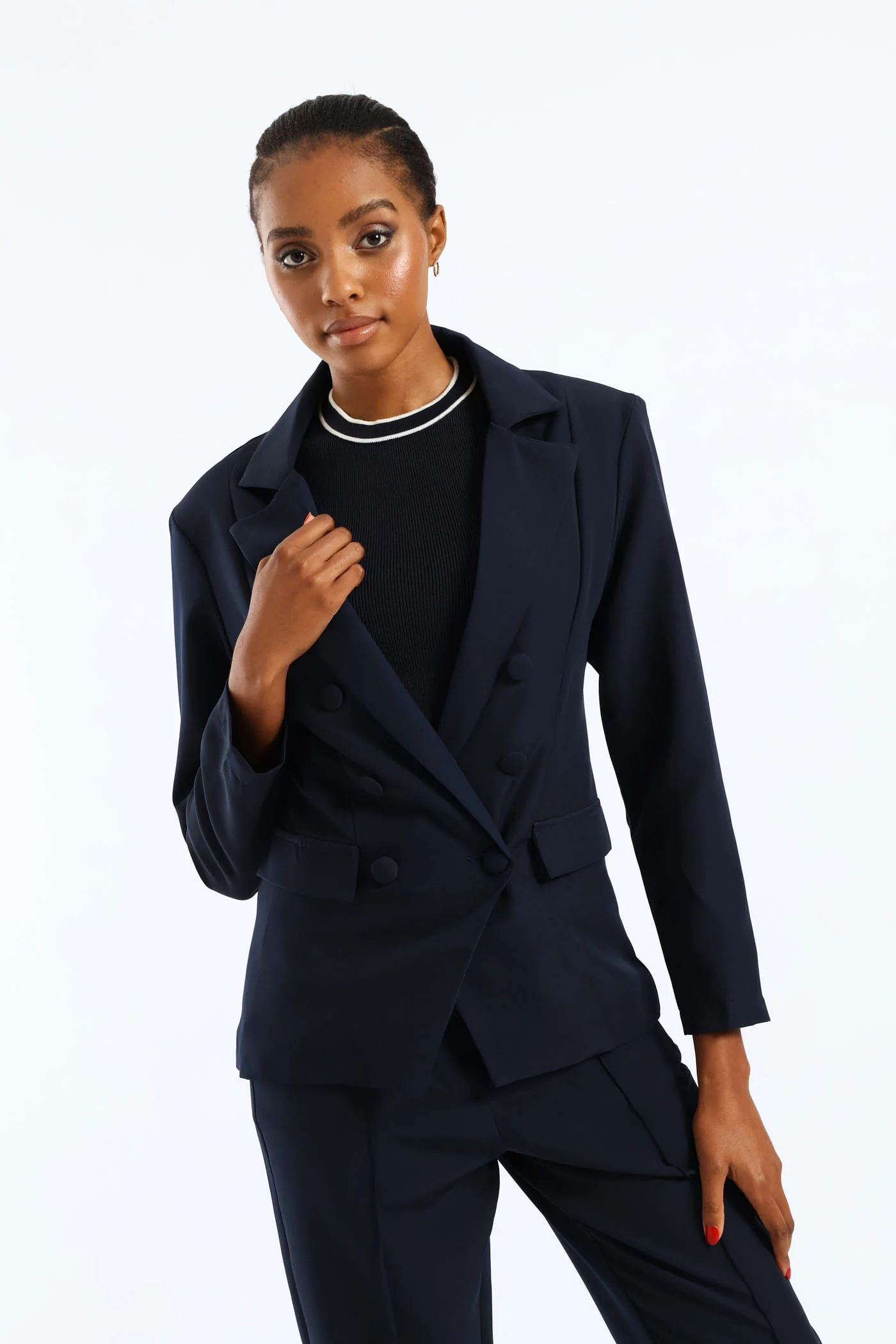 Double Notch Hem Work Blazer - Dark Navy - Image 2