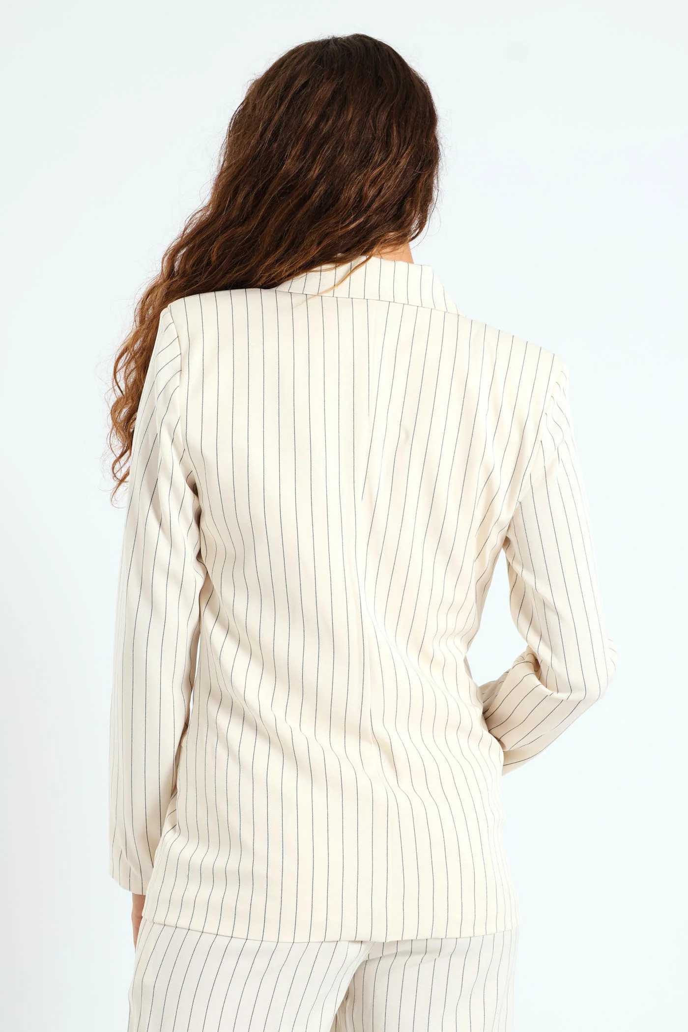 Double Pin Stripe Blazer - Cream - Image 4
