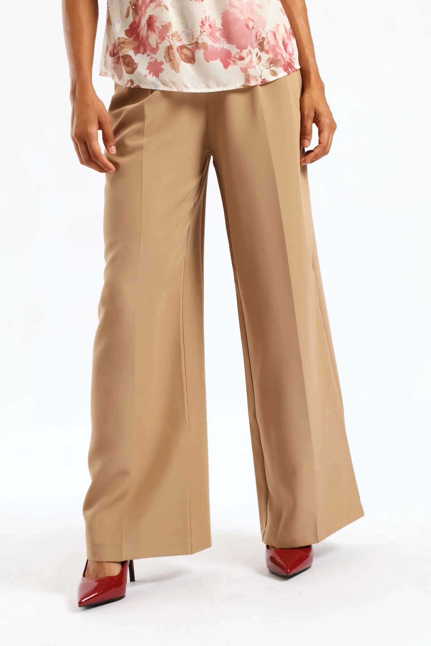 Double Pleat Wide Leg Pant - Taupe - Image 2