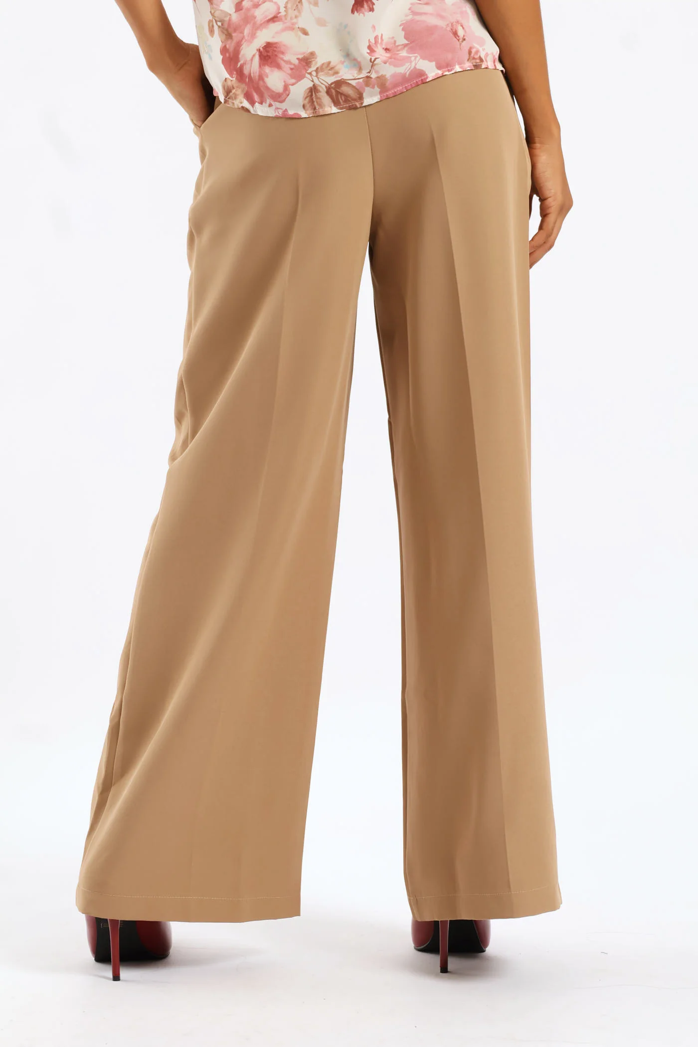 Double Pleat Wide Leg Pant - Taupe - Image 4