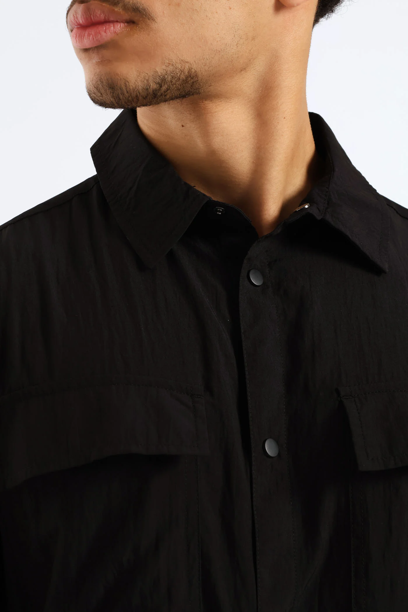 Double Pocket Boxy Shirt - Black - Image 2