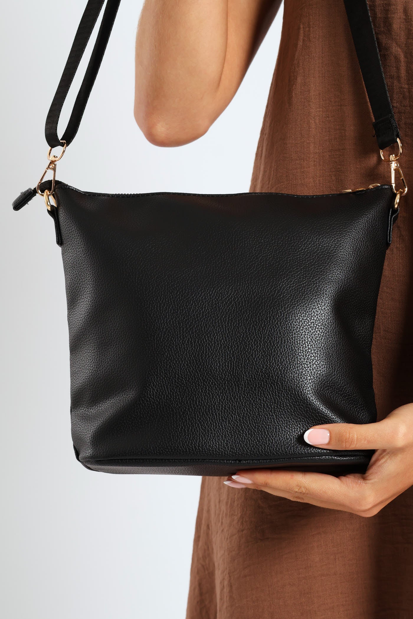 Double Pocket Crossbody Bag - Black - Image 4