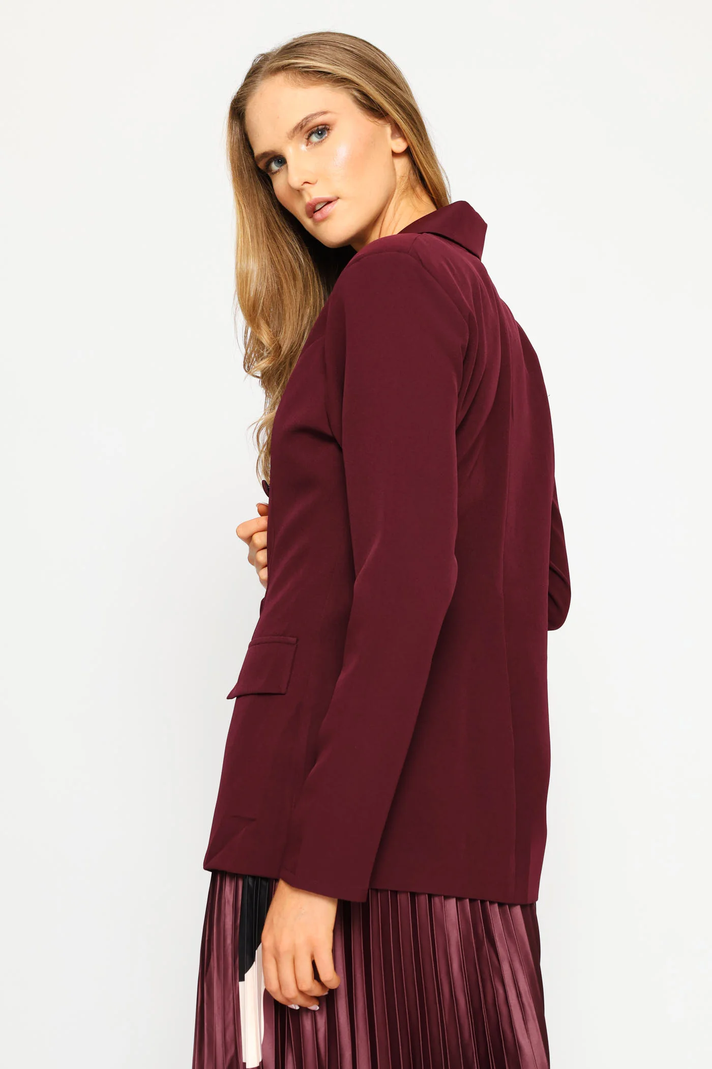 Double Pocket Flap Blazer - Plum - Image 5