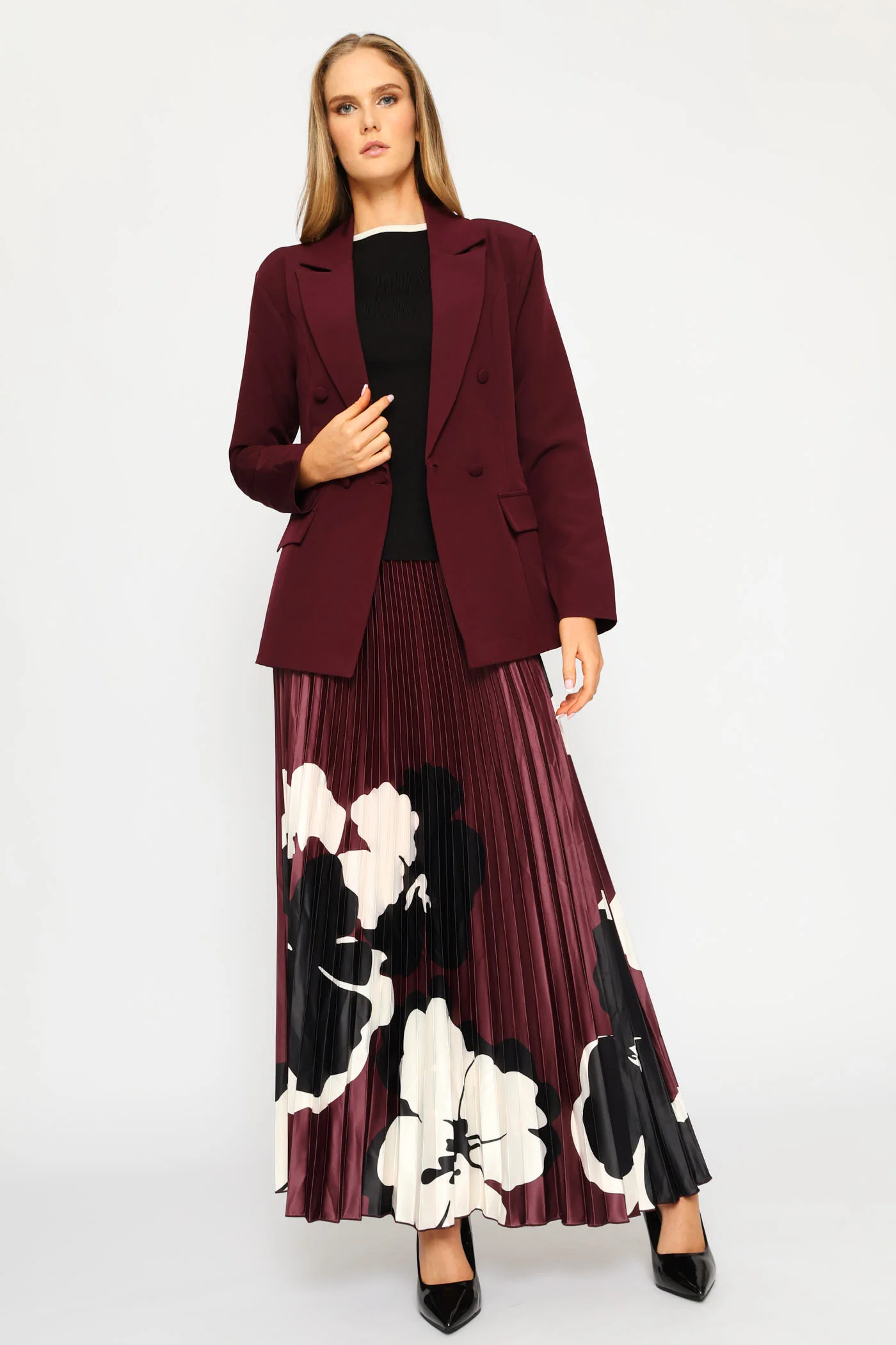 Double Pocket Flap Blazer - Plum - Image 7