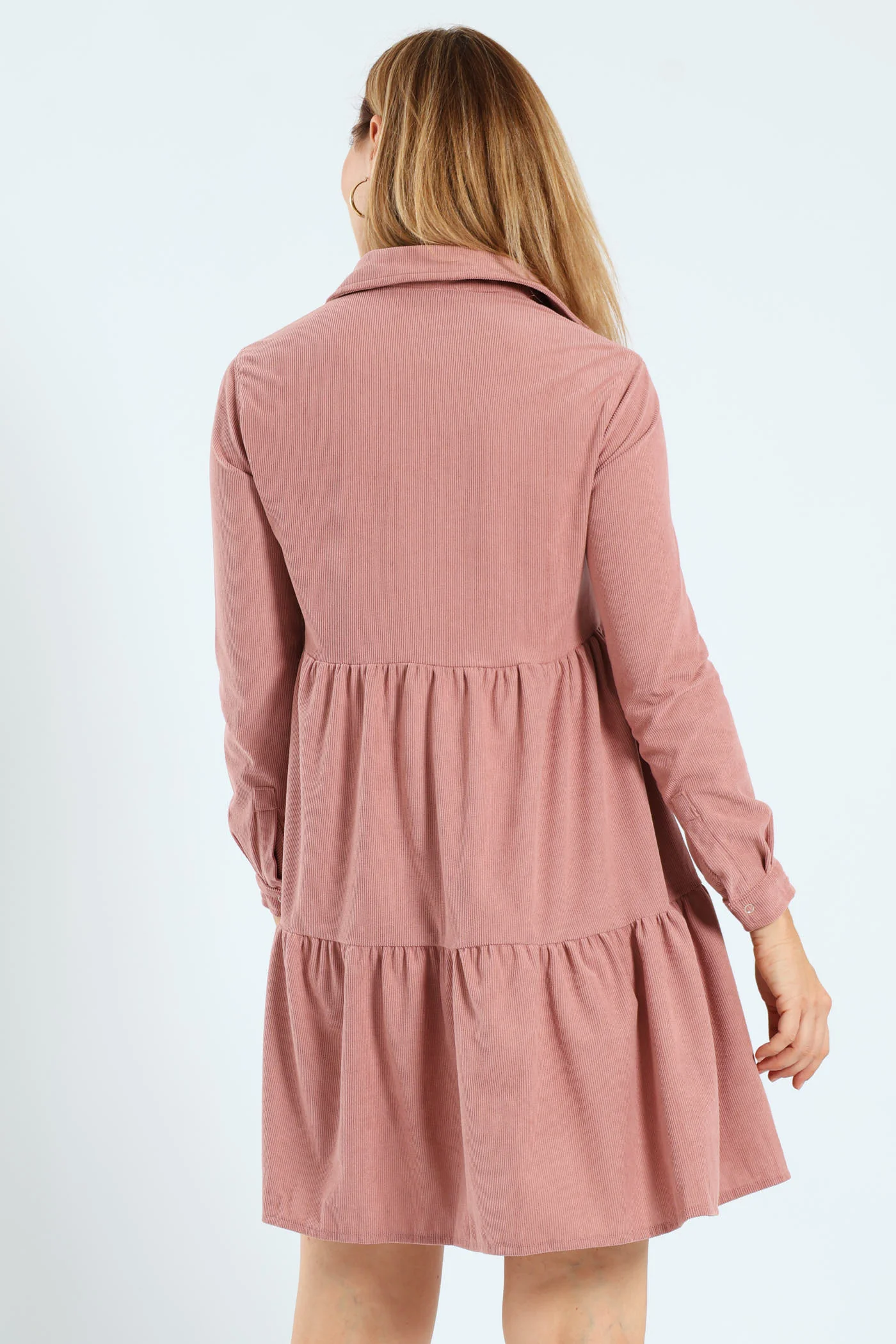 Double Pocket Tiered Corduroy Mini Dress - Image 3