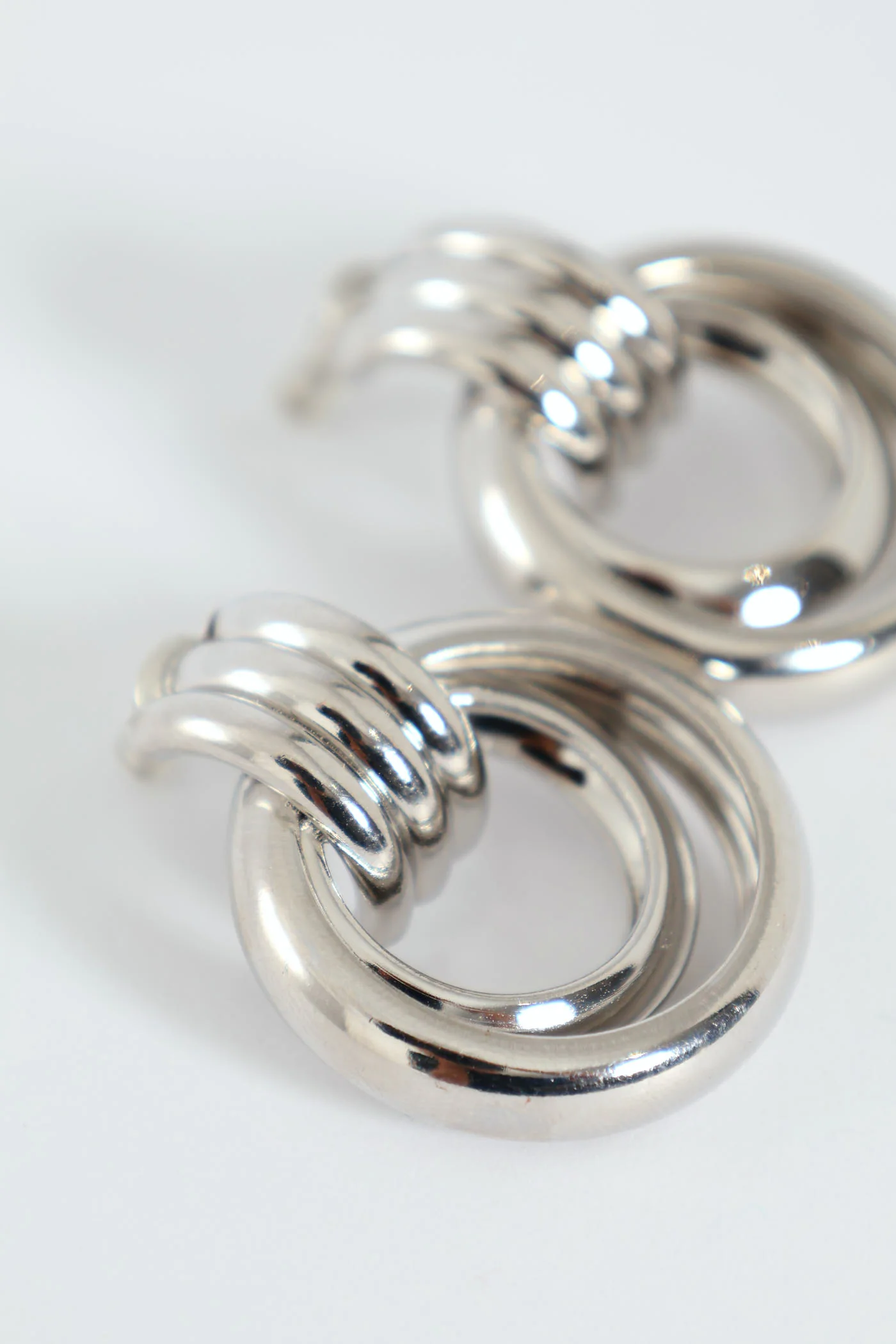 Double Ring Doorknocker Earrings - Silver - Image 2