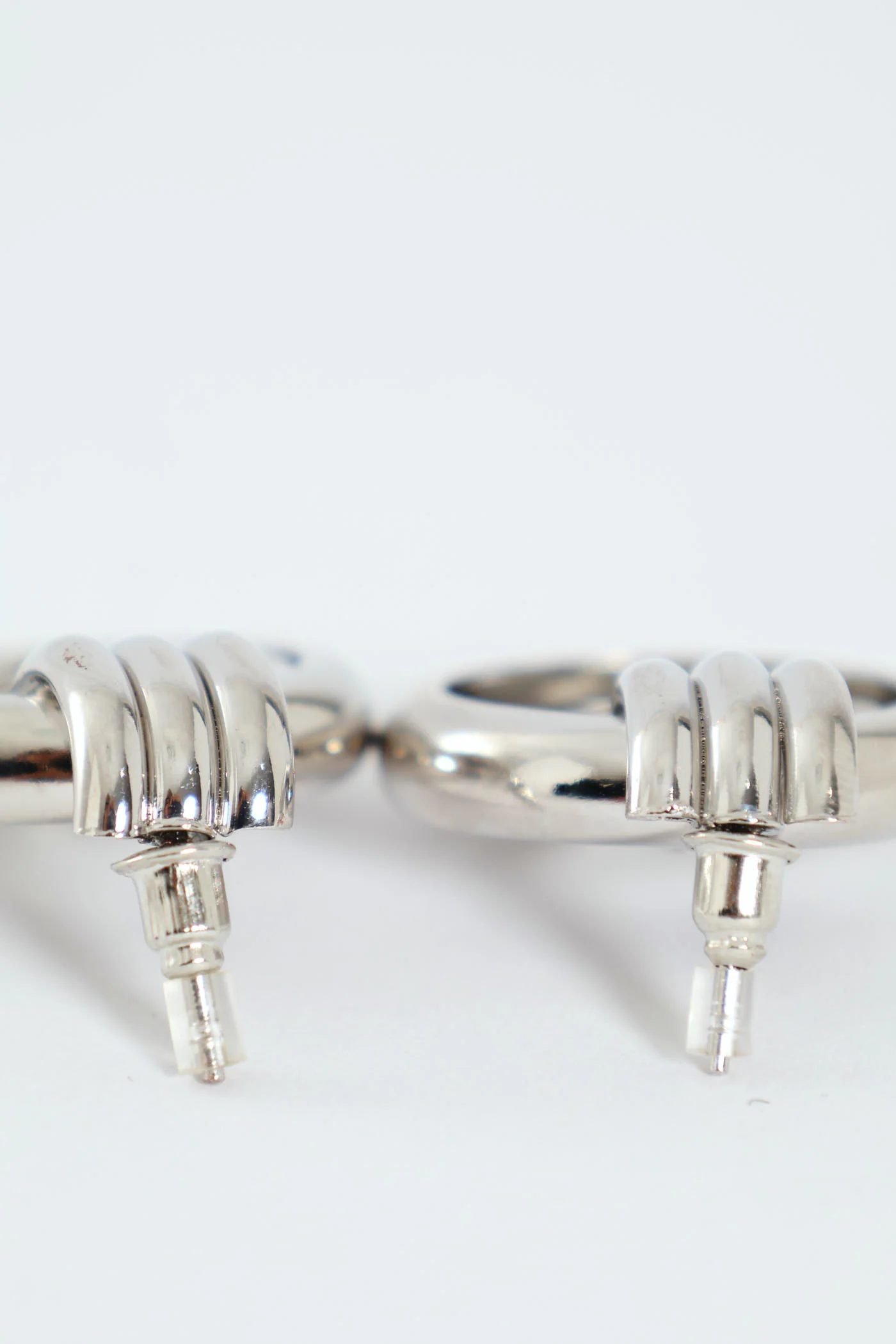 Double Ring Doorknocker Earrings - Silver - Image 3