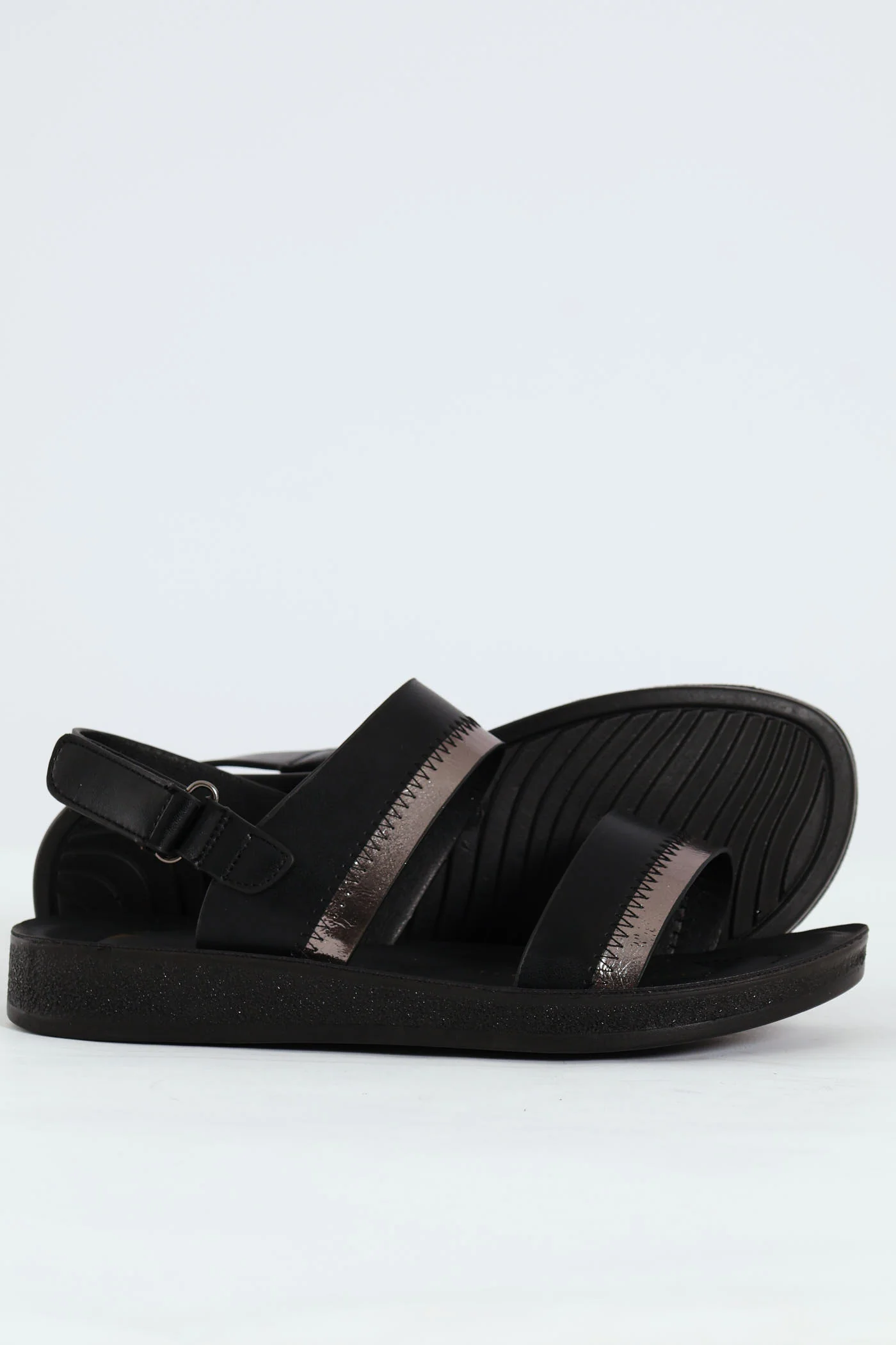 Double Strap Ankle Strap Sandal - Black - Image 5
