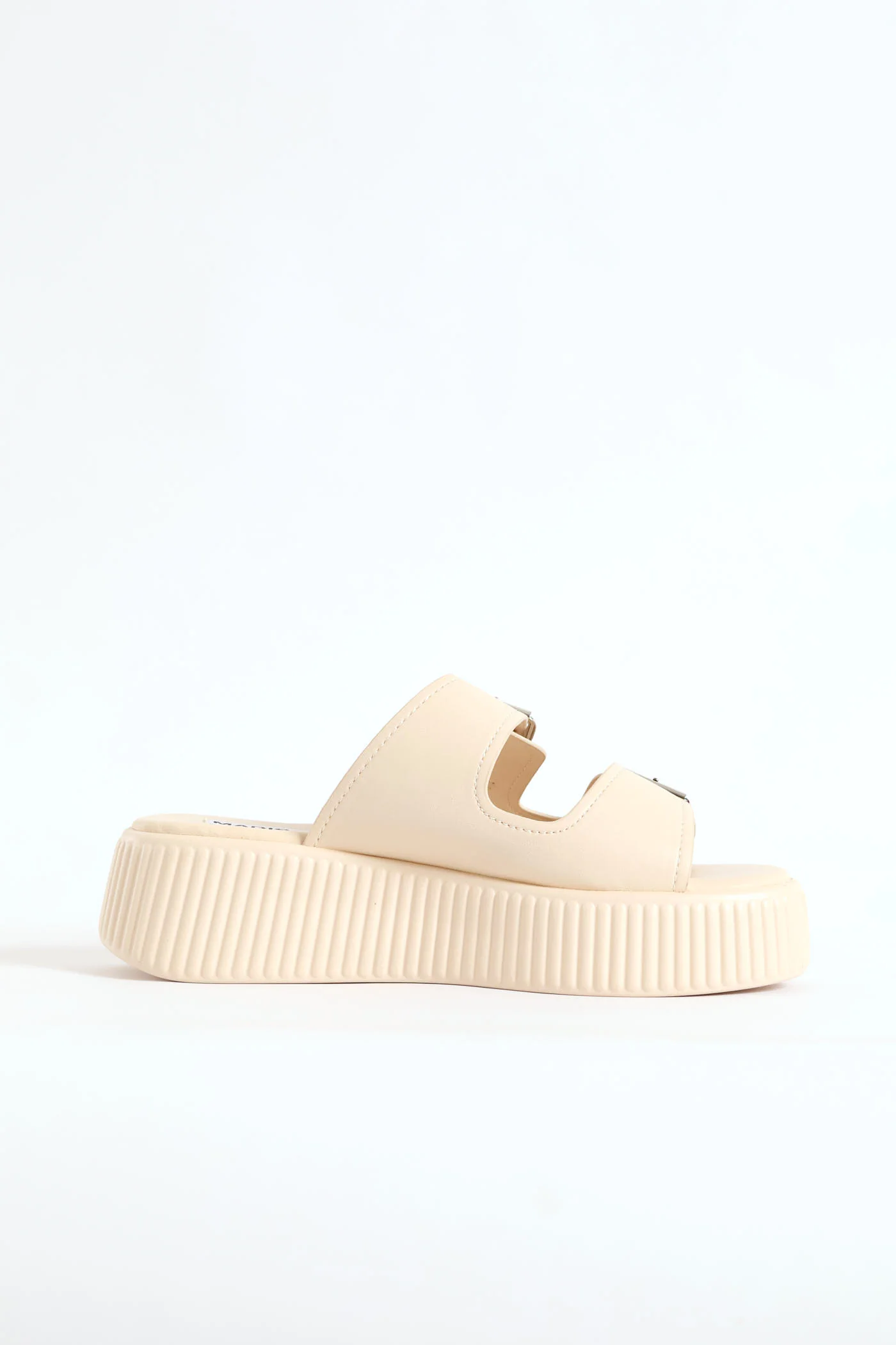 Double Strap High Platform Slide - Nude - Image 3