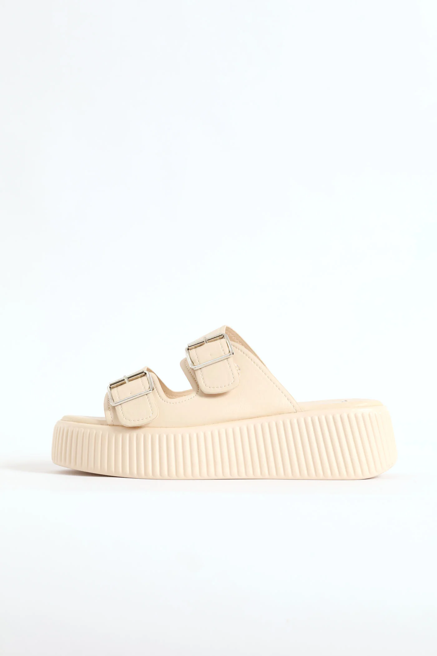 Double Strap High Platform Slide - Nude - Image 4