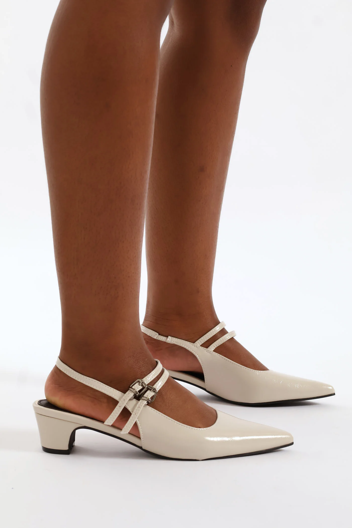 Double Strap Mary-Jane Cone Heel - Ivory - Image 2