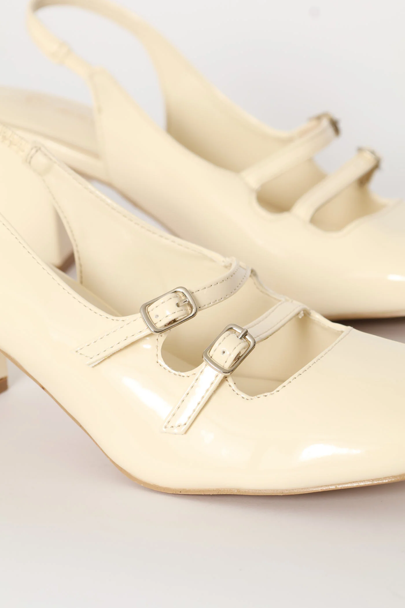 Double Strap Mary Jane Slingback Heel - Off White - Image 2