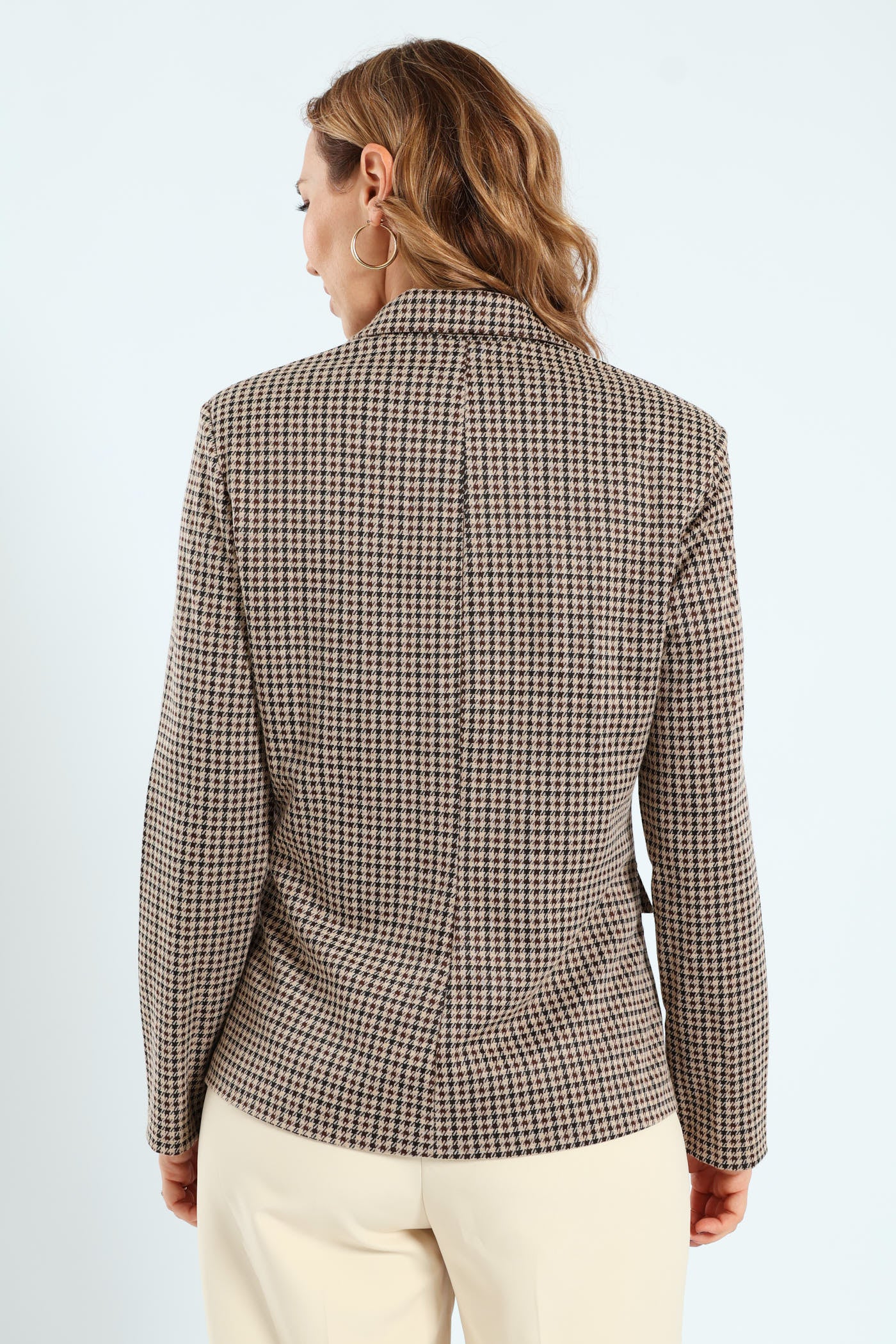 Double Tartan Check Blazer - Brown - Image 3