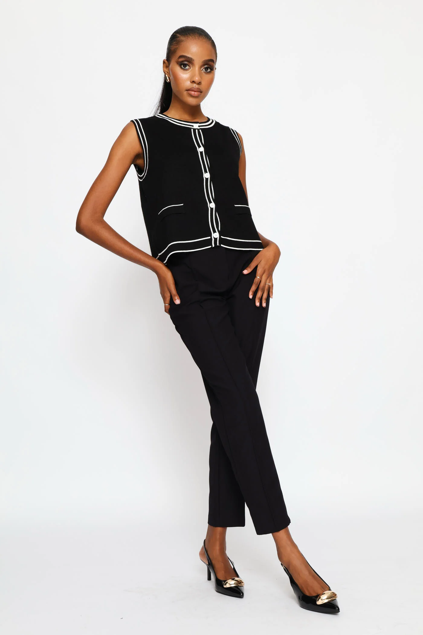 Double Tipped Cardigan - Black - Image 5
