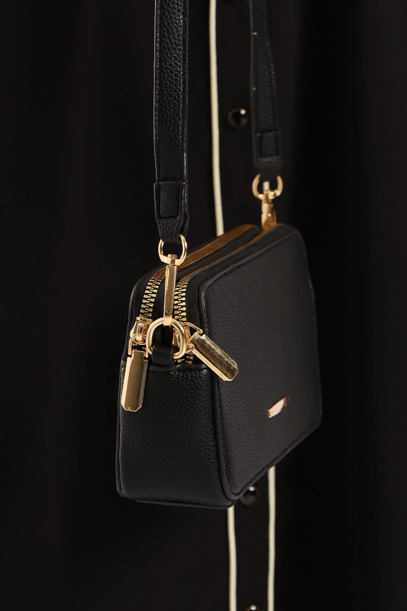 Double Top Zip Camera Bag - Black - Image 2