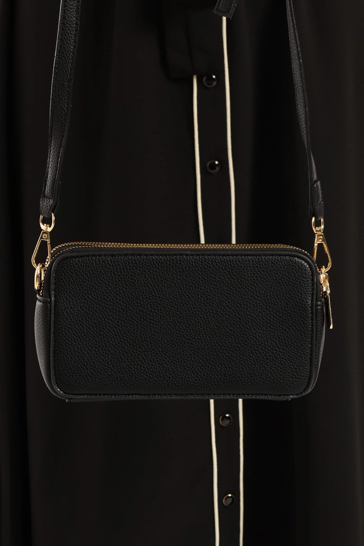 Double Top Zip Camera Bag - Black - Image 3