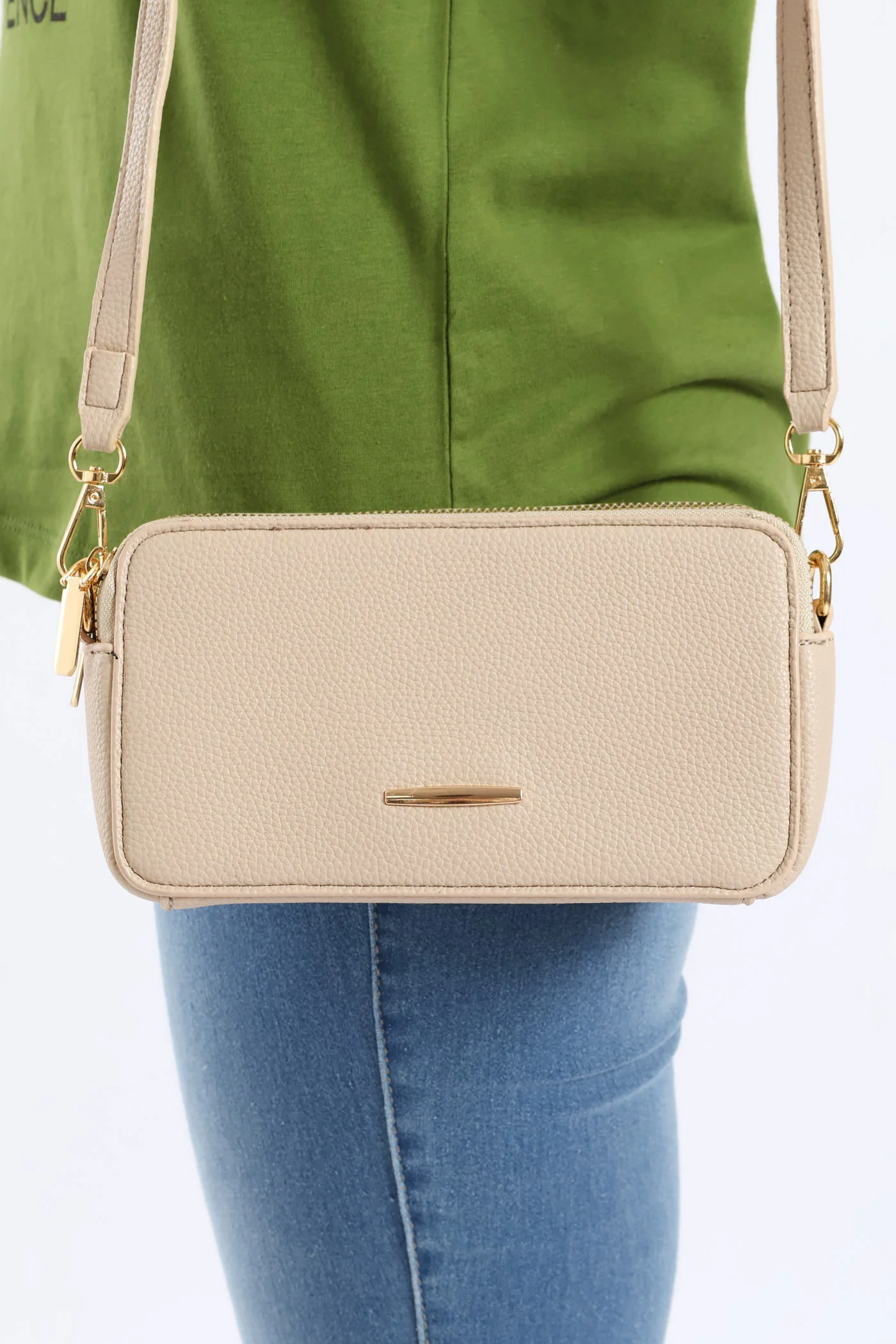 Double Top Zip Camera Bag - Stone - Image 2