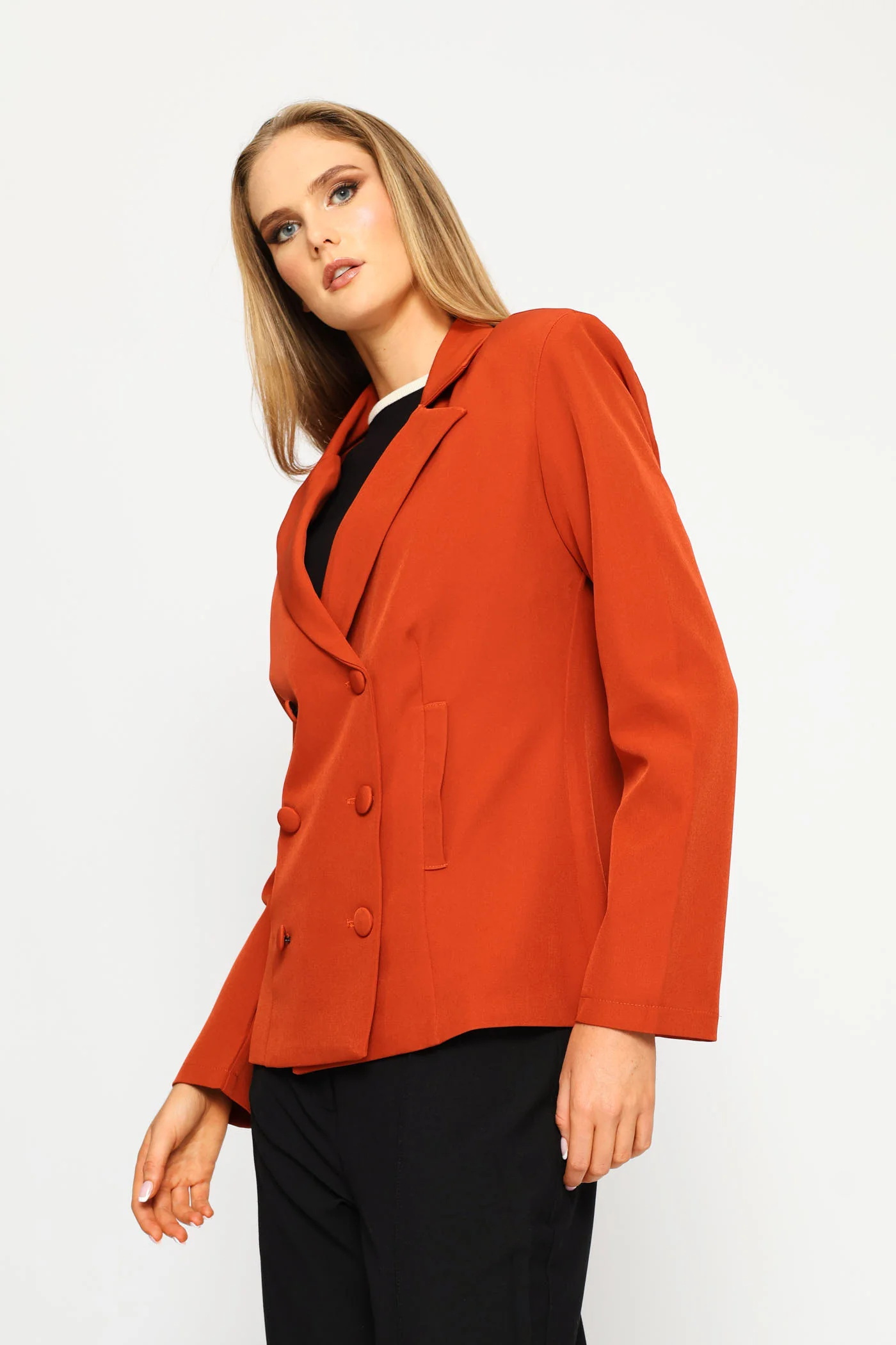 Double Welt Pocket Blazer - Copper - Image 3