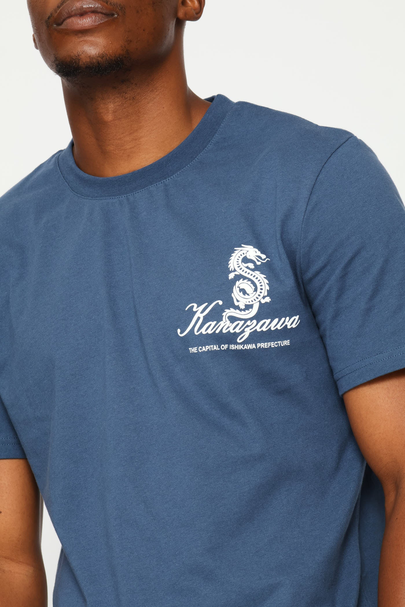 Dragon Bandana Front & Back Print Tee - Steel Blue - Image 2