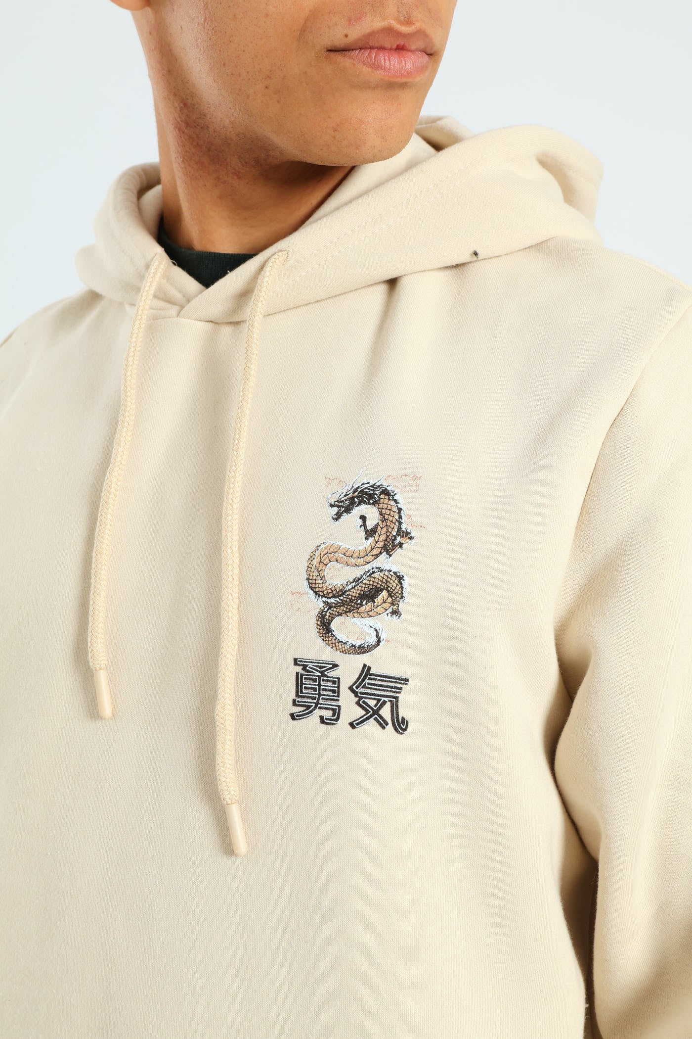 Dragon Front & Back Hoodie Top - Light Stone - Image 2
