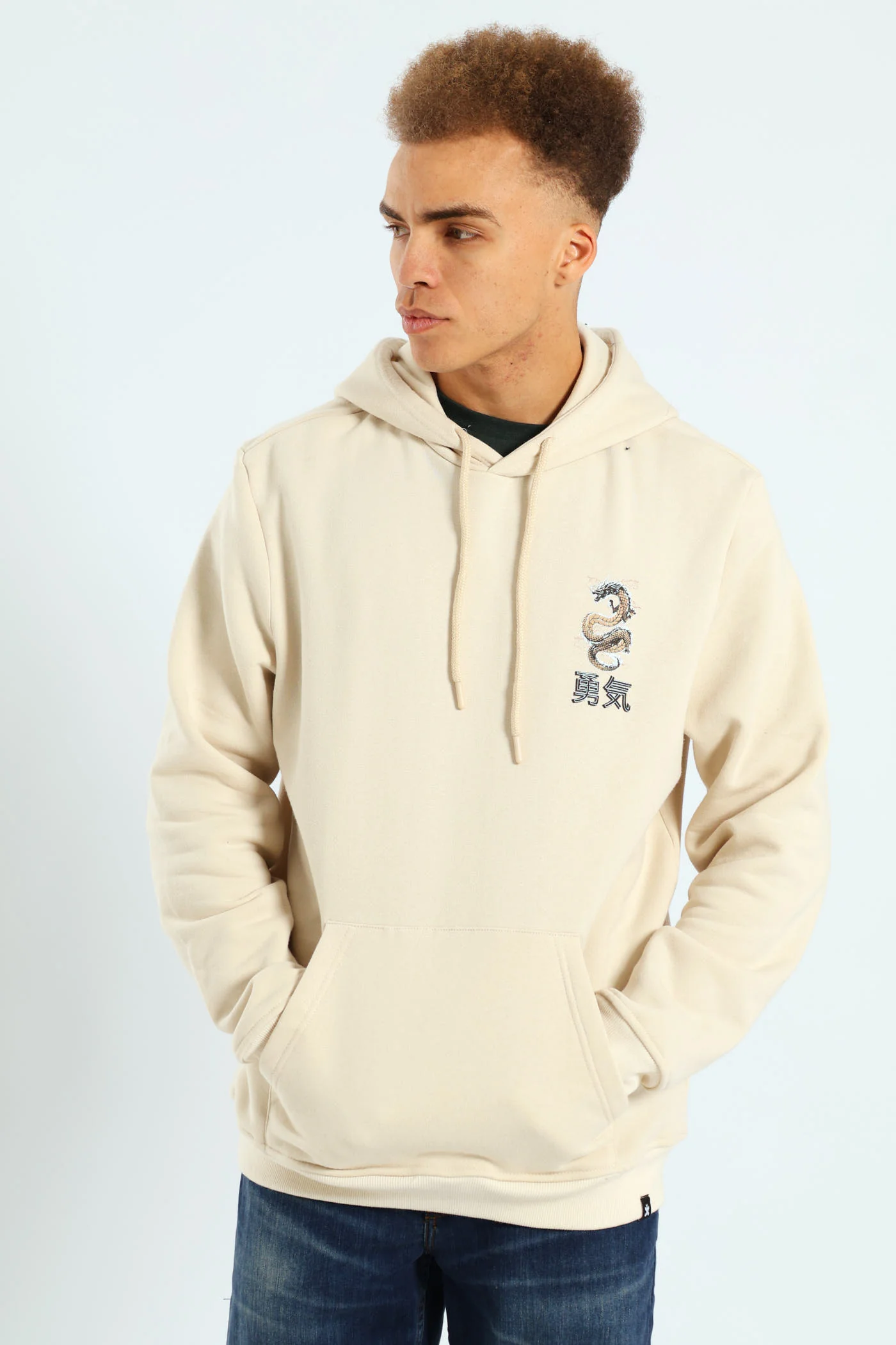 Dragon Front & Back Hoodie Top - Light Stone - Image 3