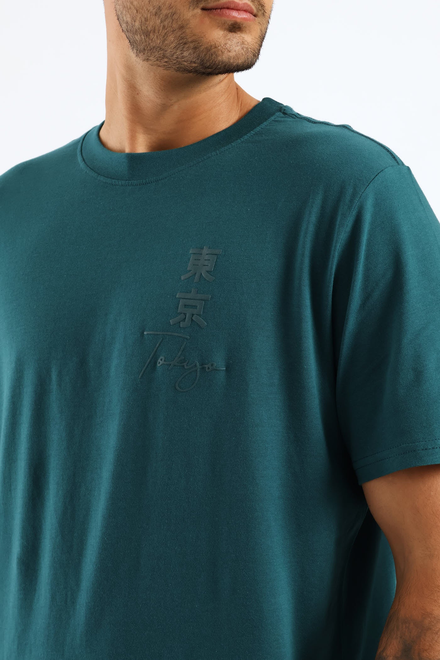 Dragon Front & Back Print Tee - Dark Teal - Image 2