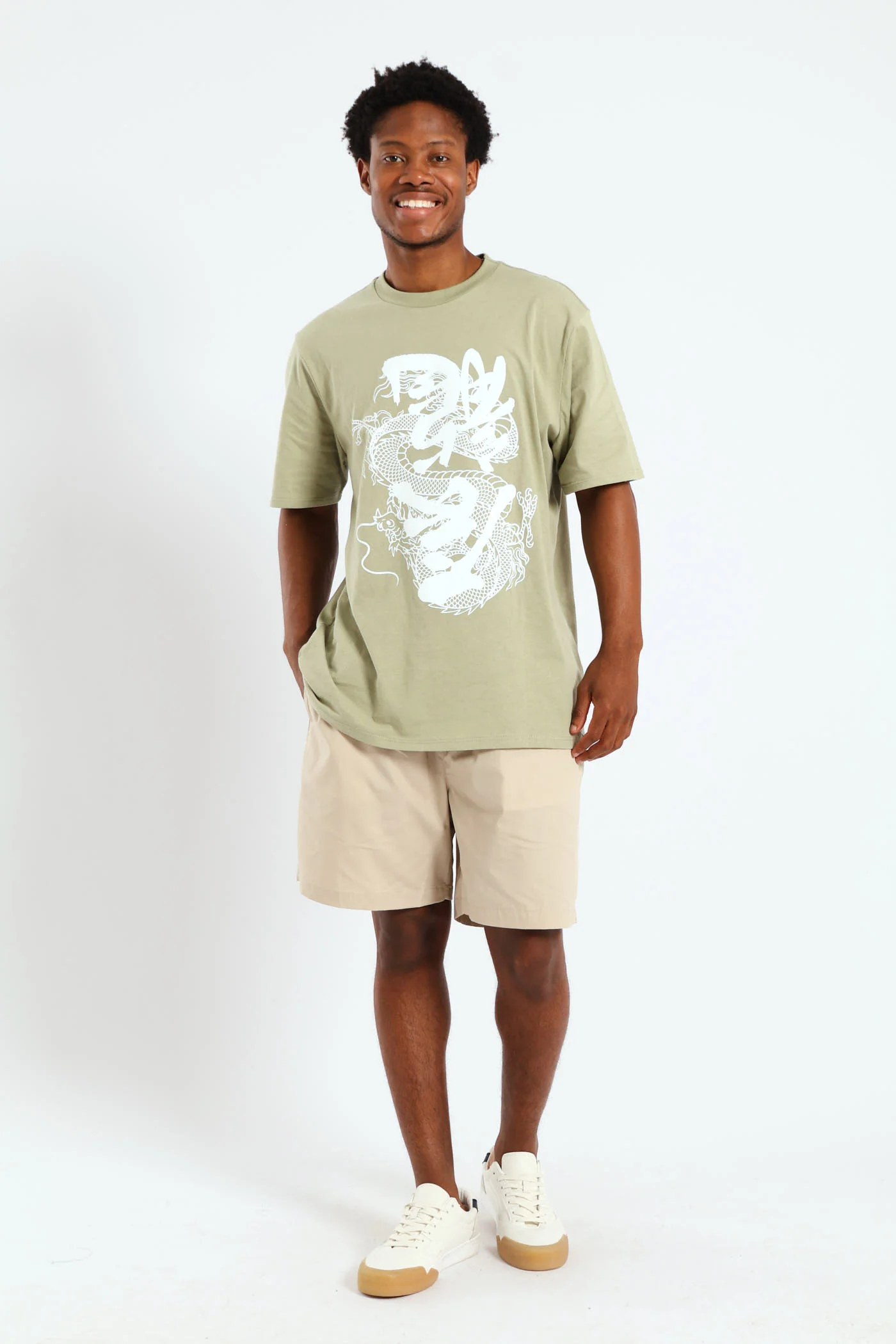 Dragon Print Tee - Sage - Image 2
