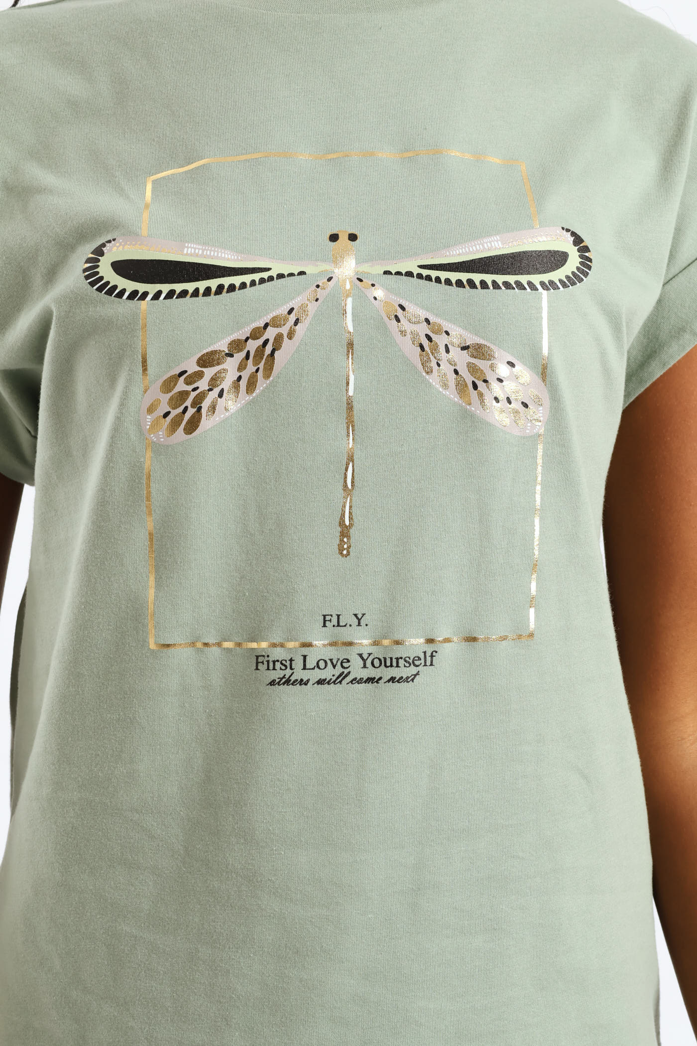 Dragonfly Foil Muscle Tee - Eucalyptus Green - Image 2