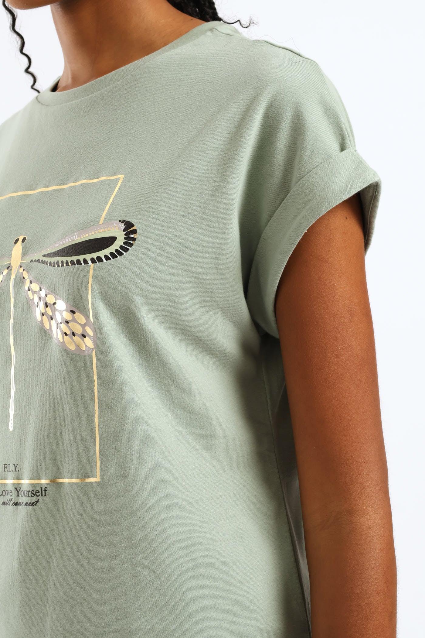 Dragonfly Foil Muscle Tee - Eucalyptus Green - Image 3