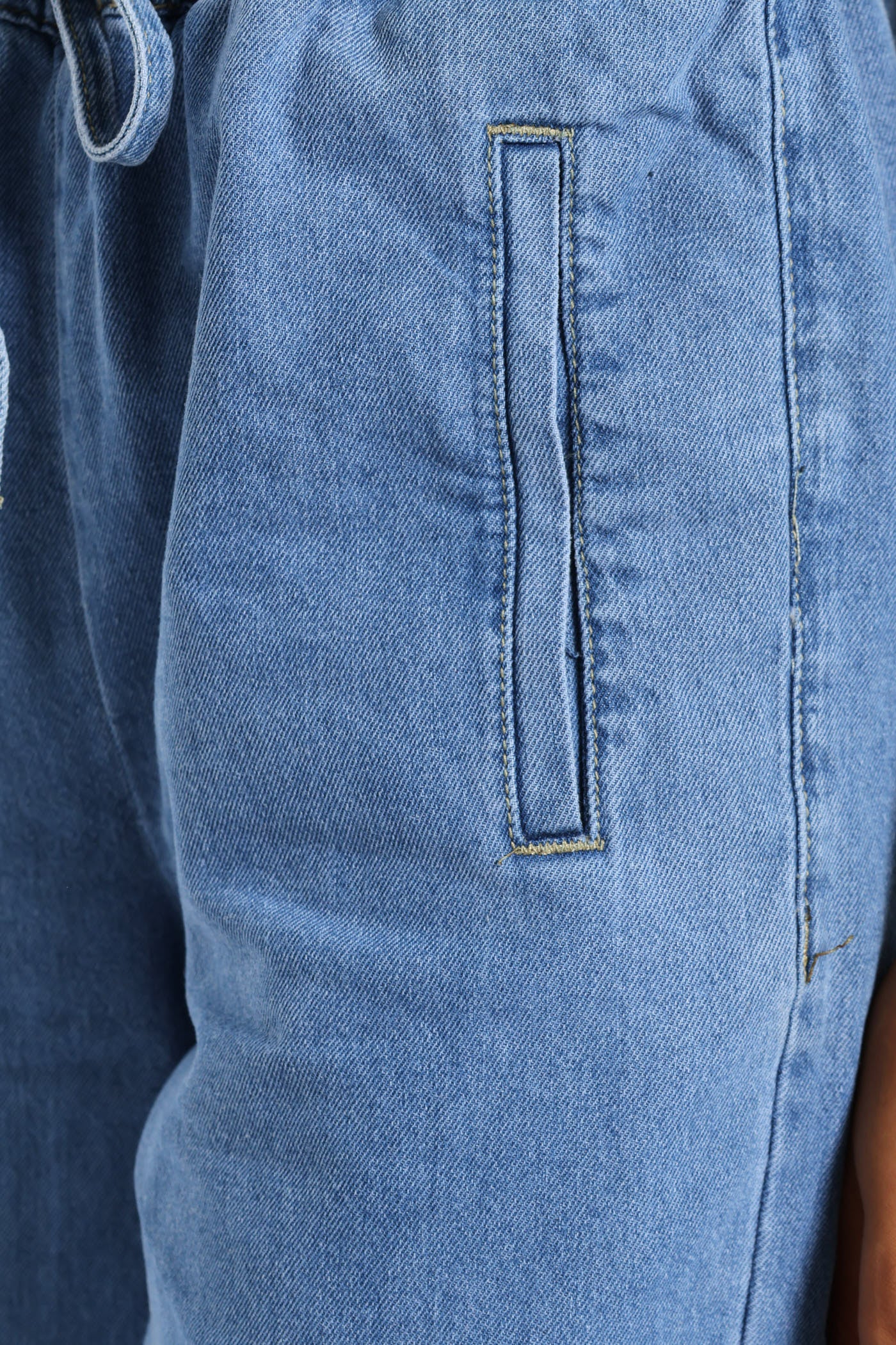 Drawcord Wide Leg Denim - Mid Blue - Image 6