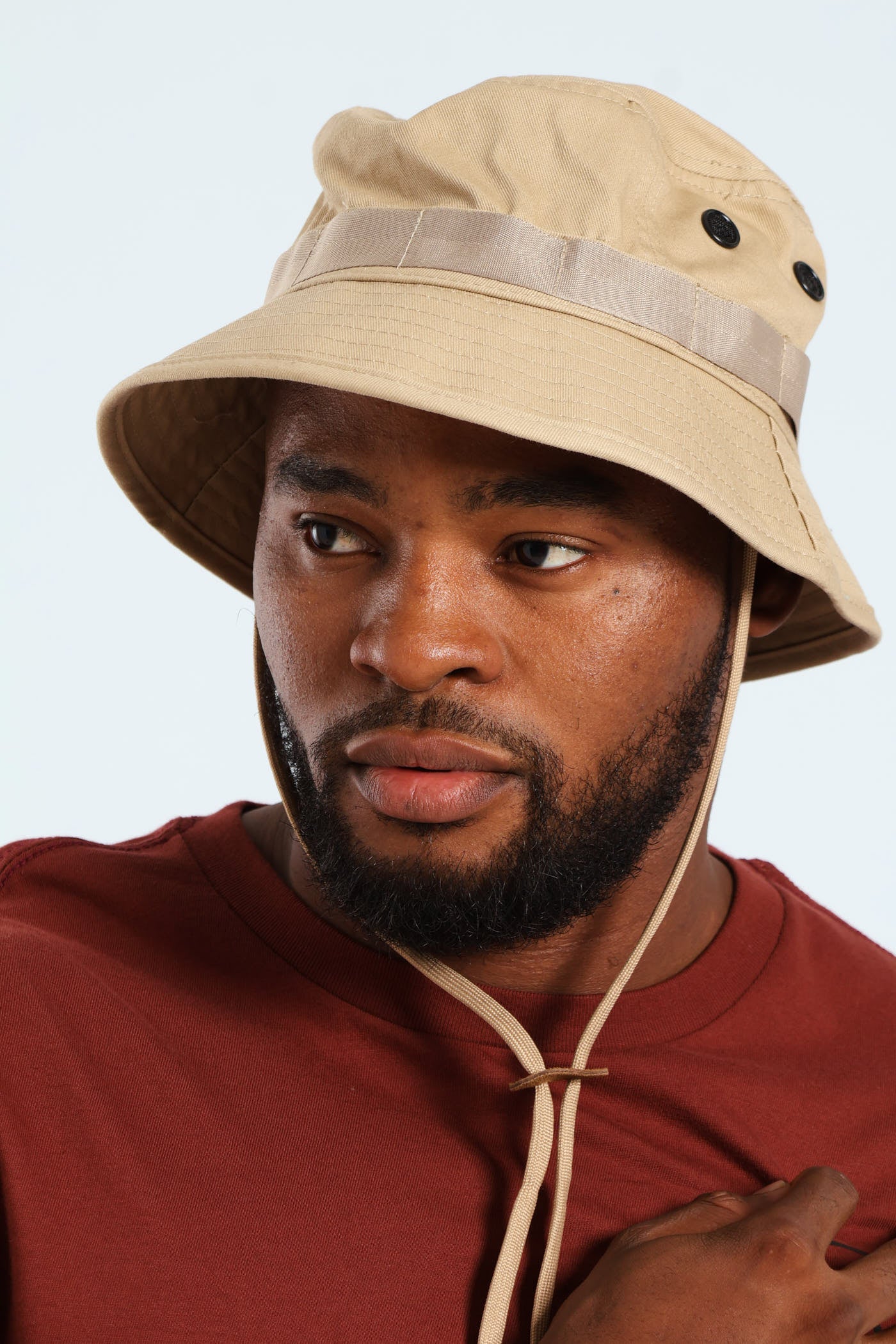 Drawstring Bucket Hat - Taupe - Image 3