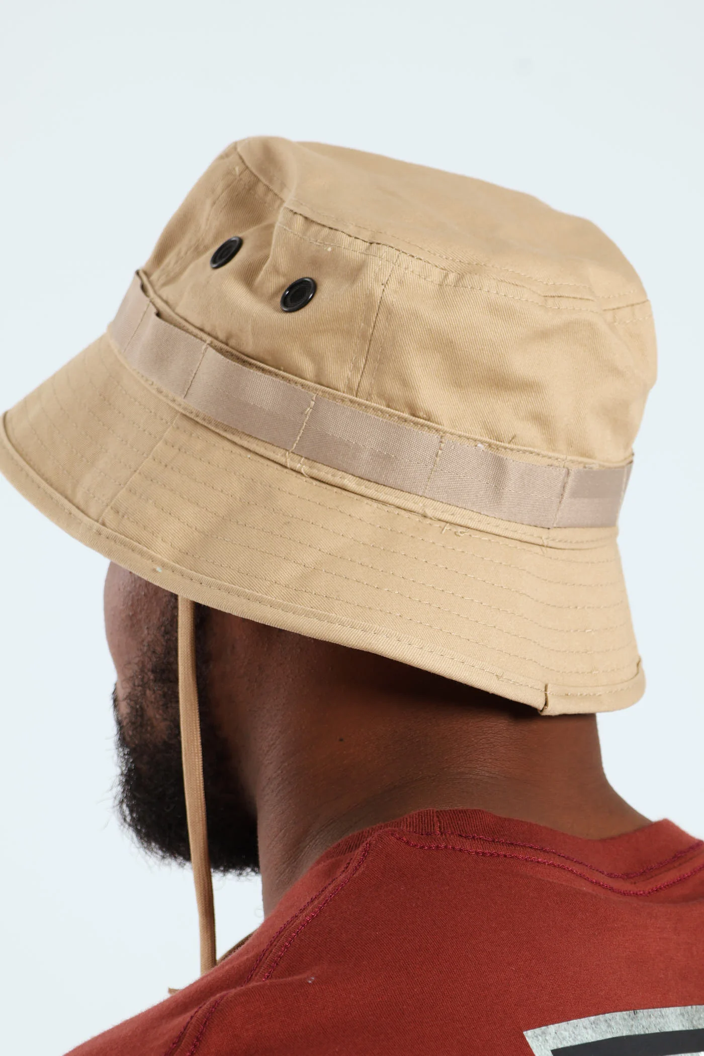 Drawstring Bucket Hat - Taupe - Image 4