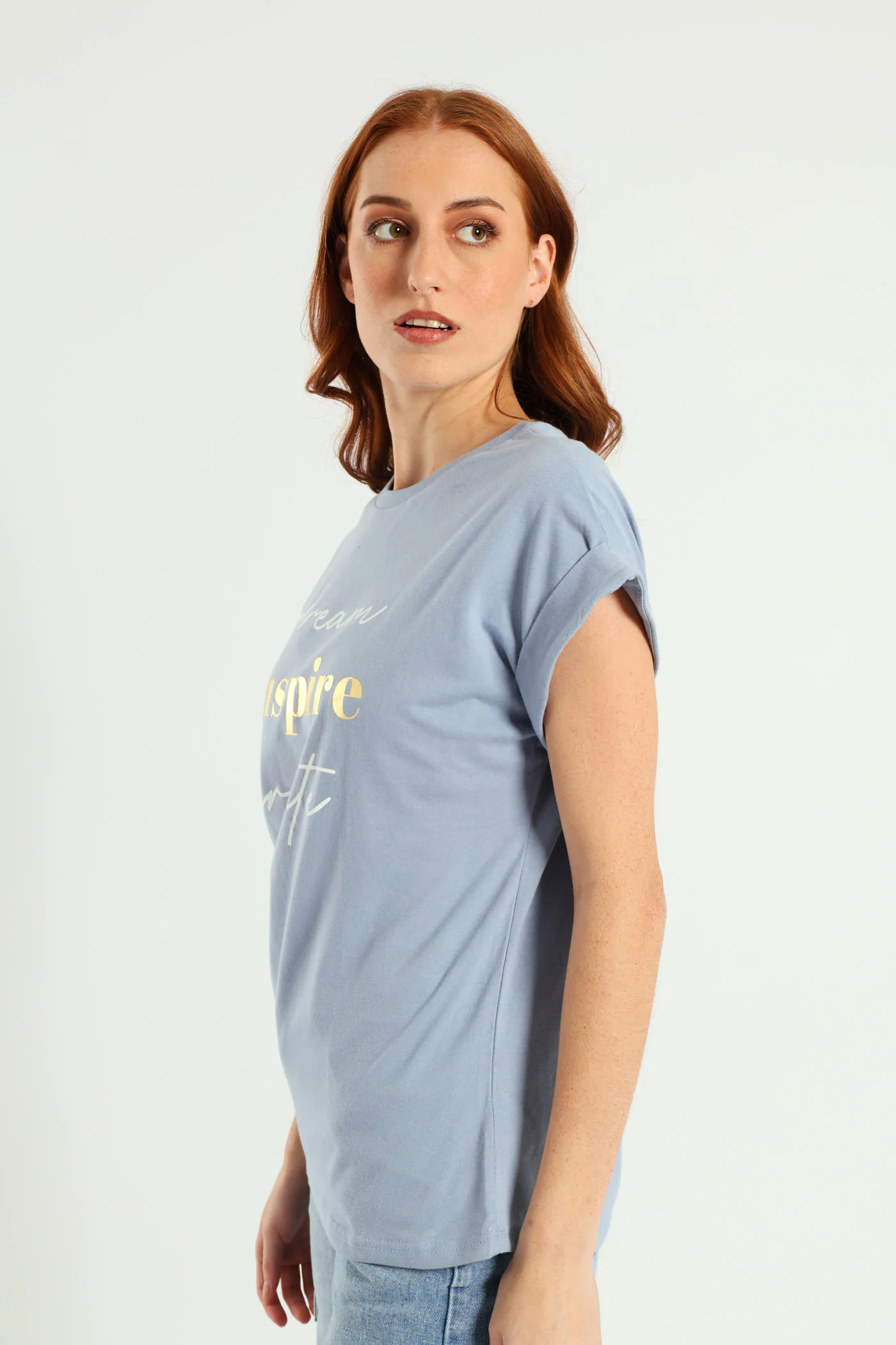 Dream Create Inspire Foil Muscle Tee - Pale Blue - Image 2