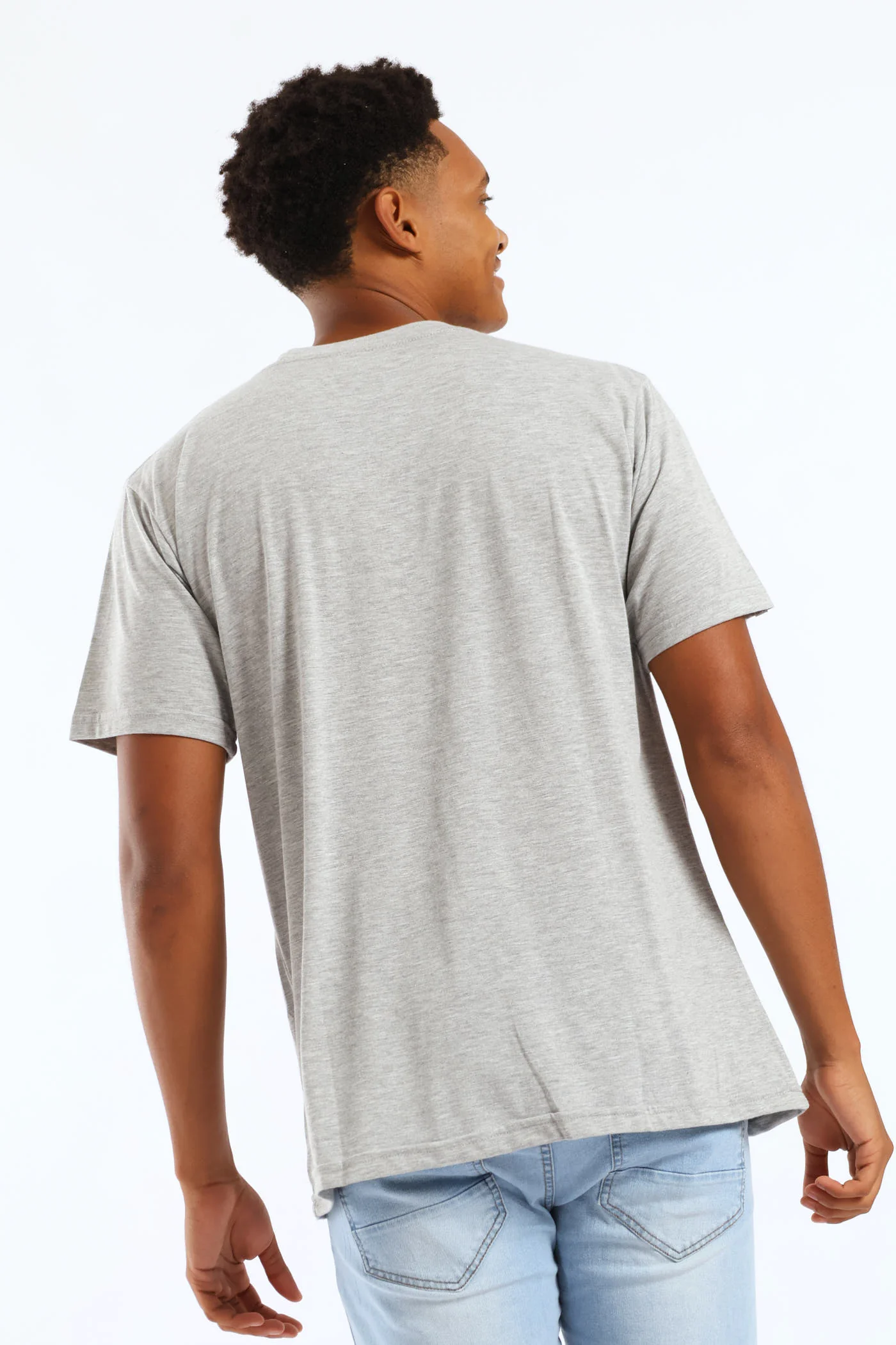 Drip Back Print Tee - Grey Melange - Image 4