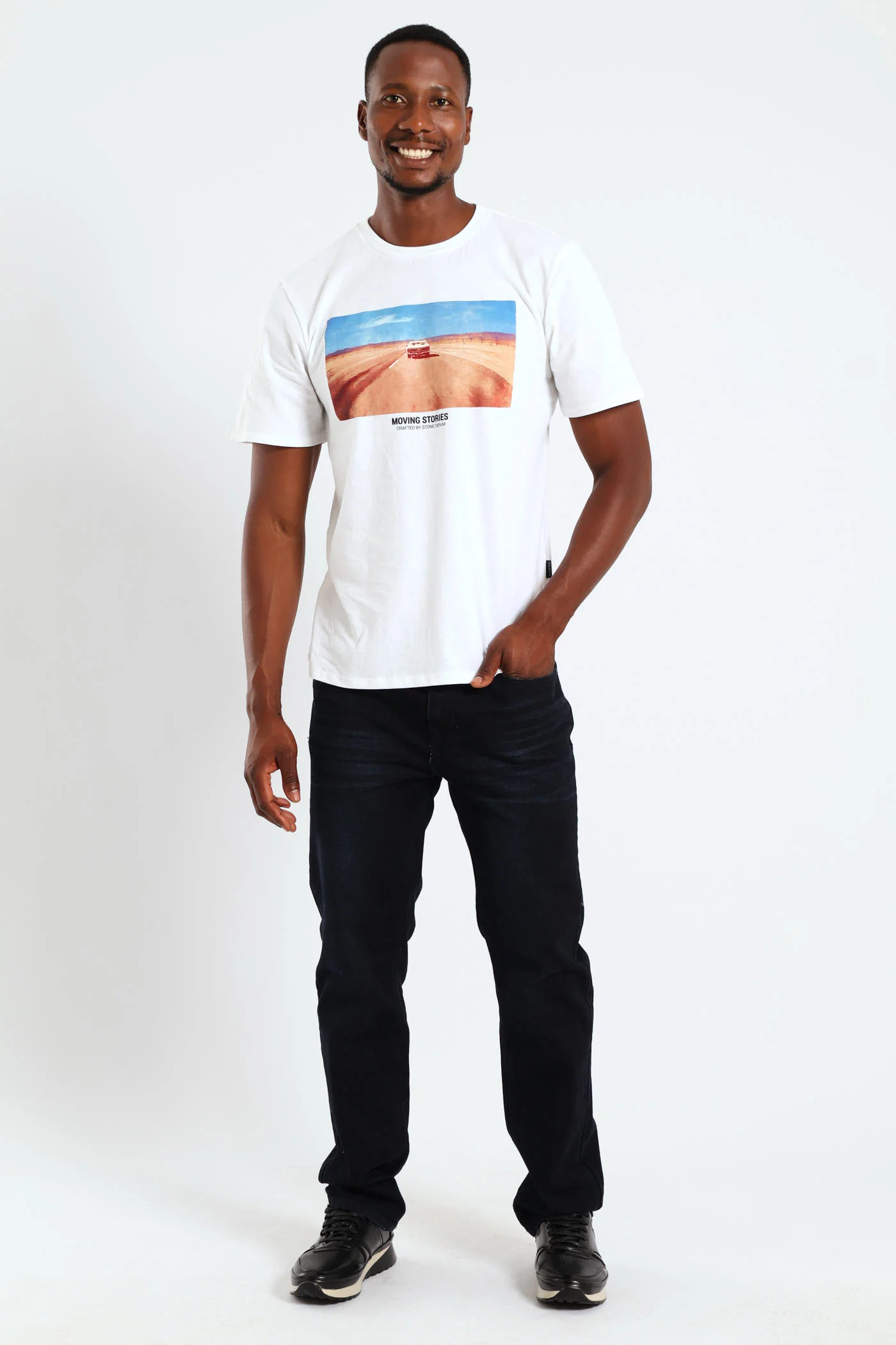 Driving Through Mojave Desert Car Tee - White - Image 4