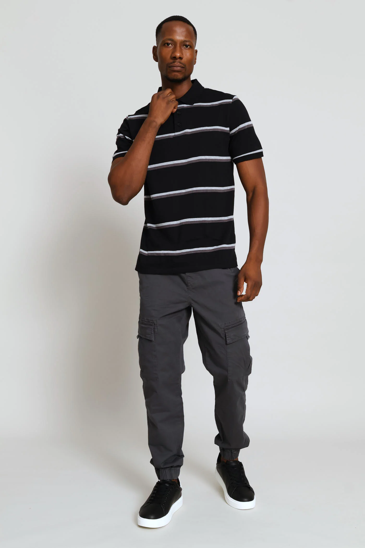 Duo Stripe Golfer - Black/Charcoal - Image 10