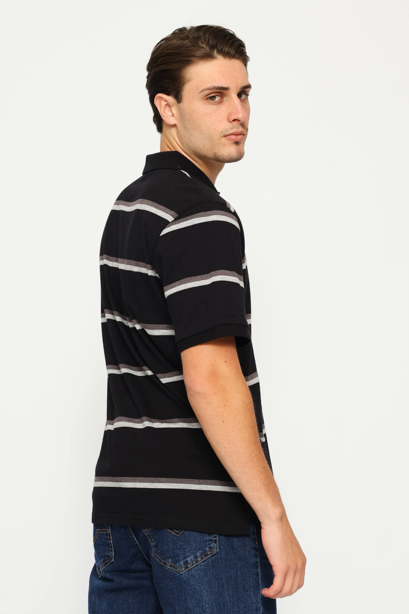 Duo Stripe Golfer - Black/Charcoal - Image 3