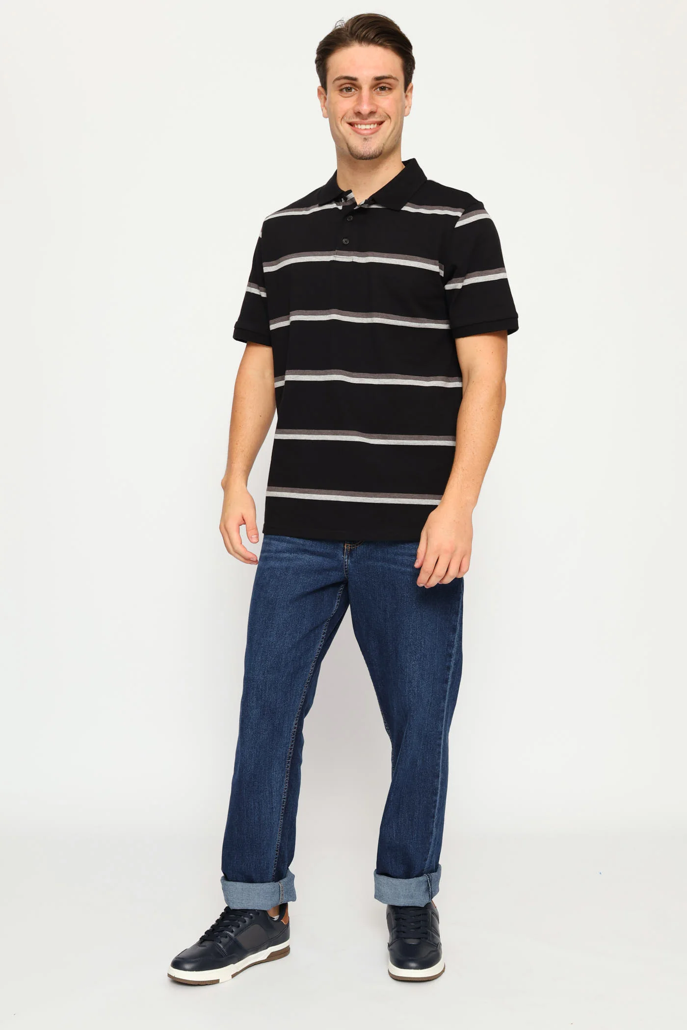 Duo Stripe Golfer - Black/Charcoal - Image 5