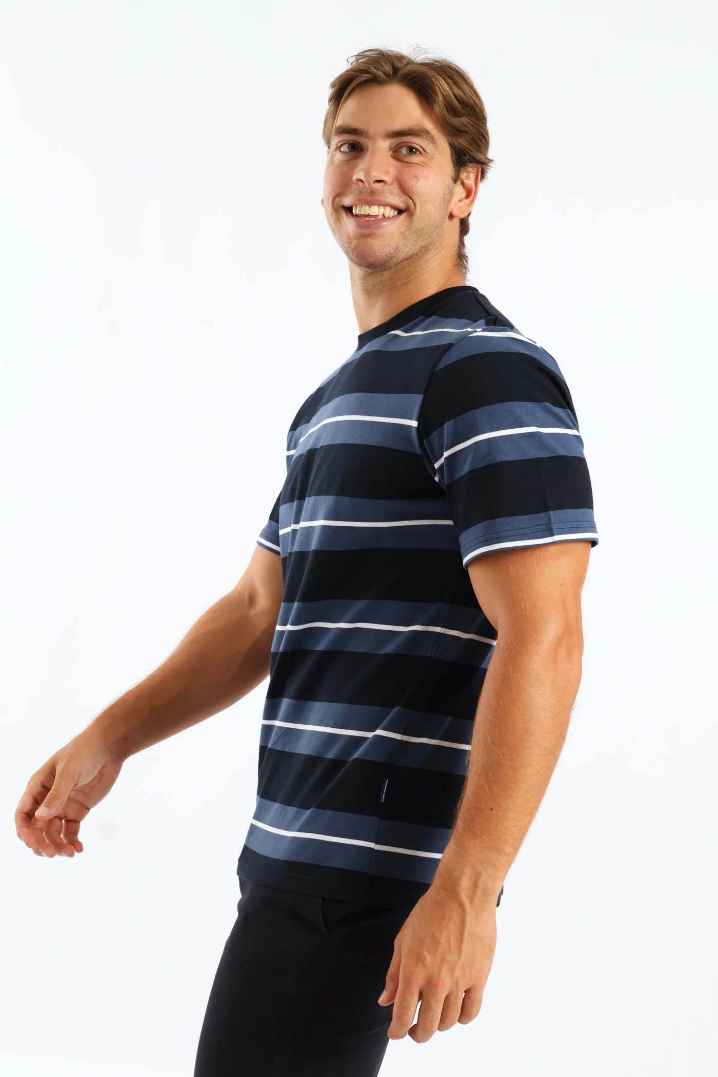 Duo Stripe Tee - Navy - Image 3