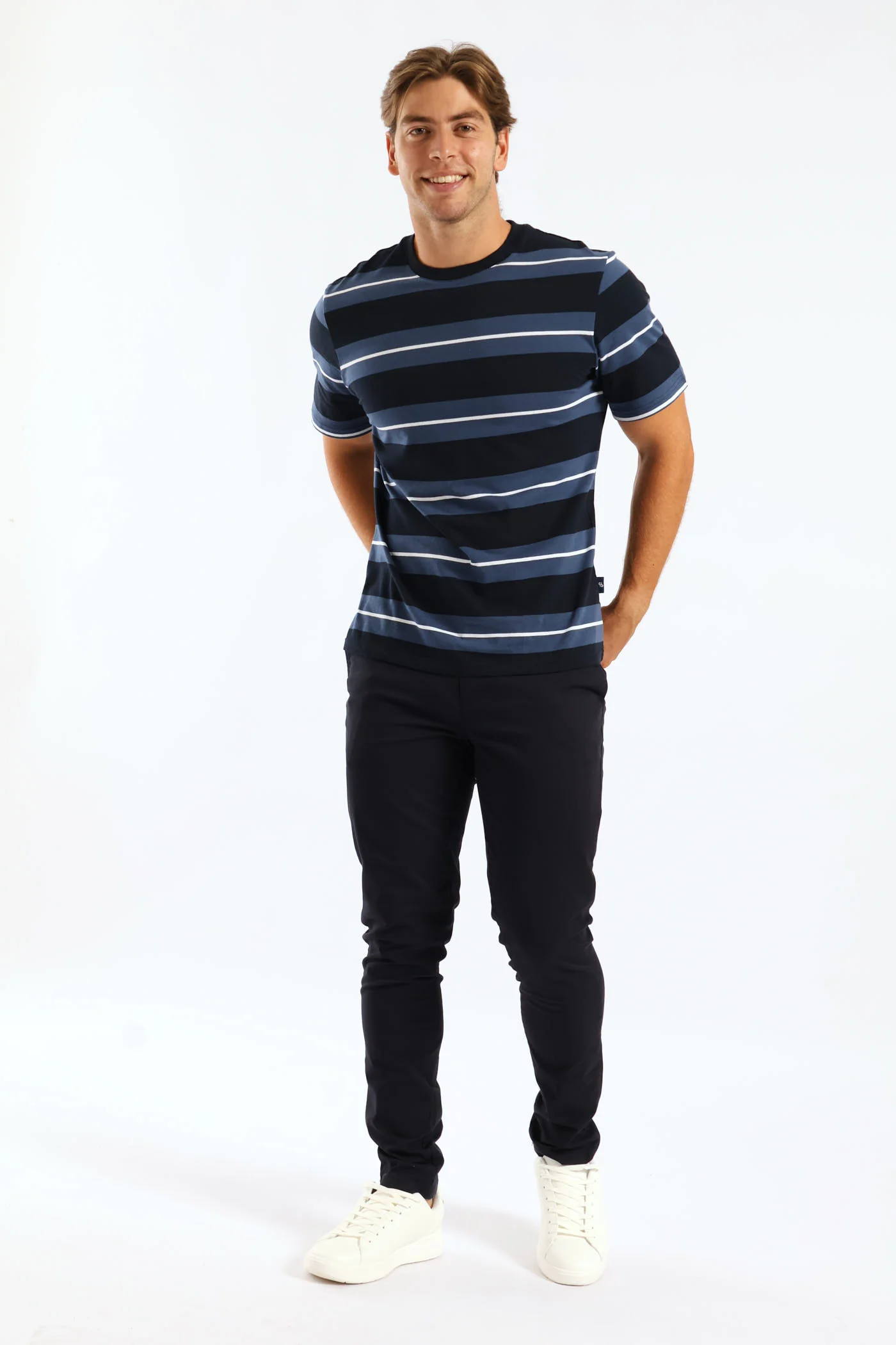 Duo Stripe Tee - Navy - Image 4