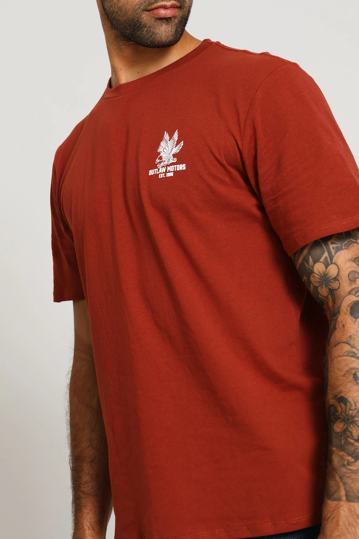 Eagle Chest Print Tee - Ochre - Image 2