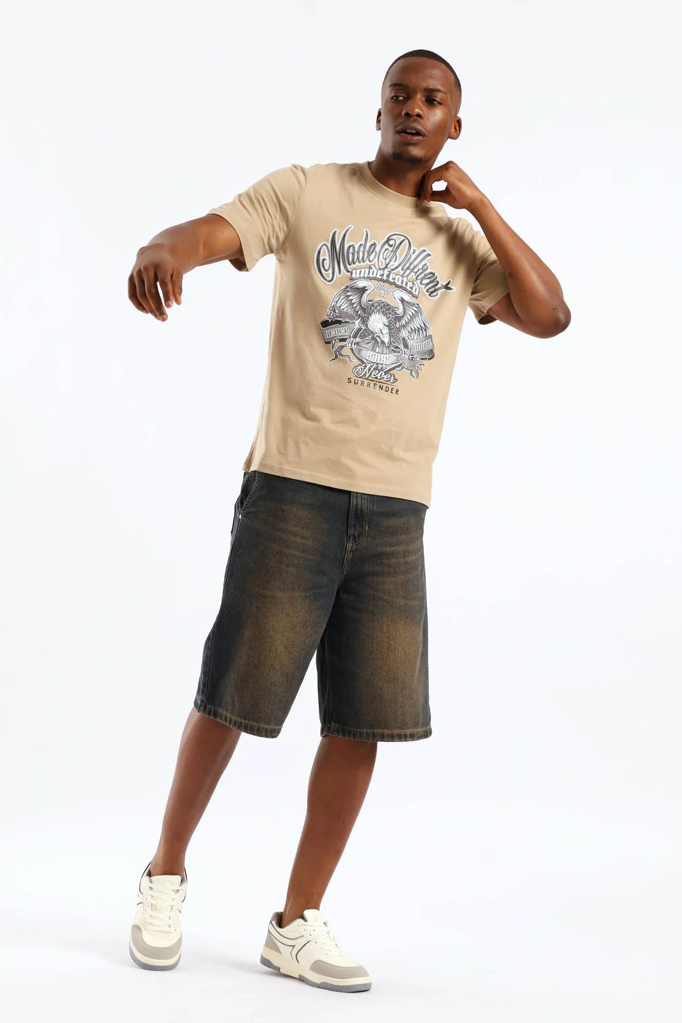 Eagle Print Tee - Taupe - Image 3