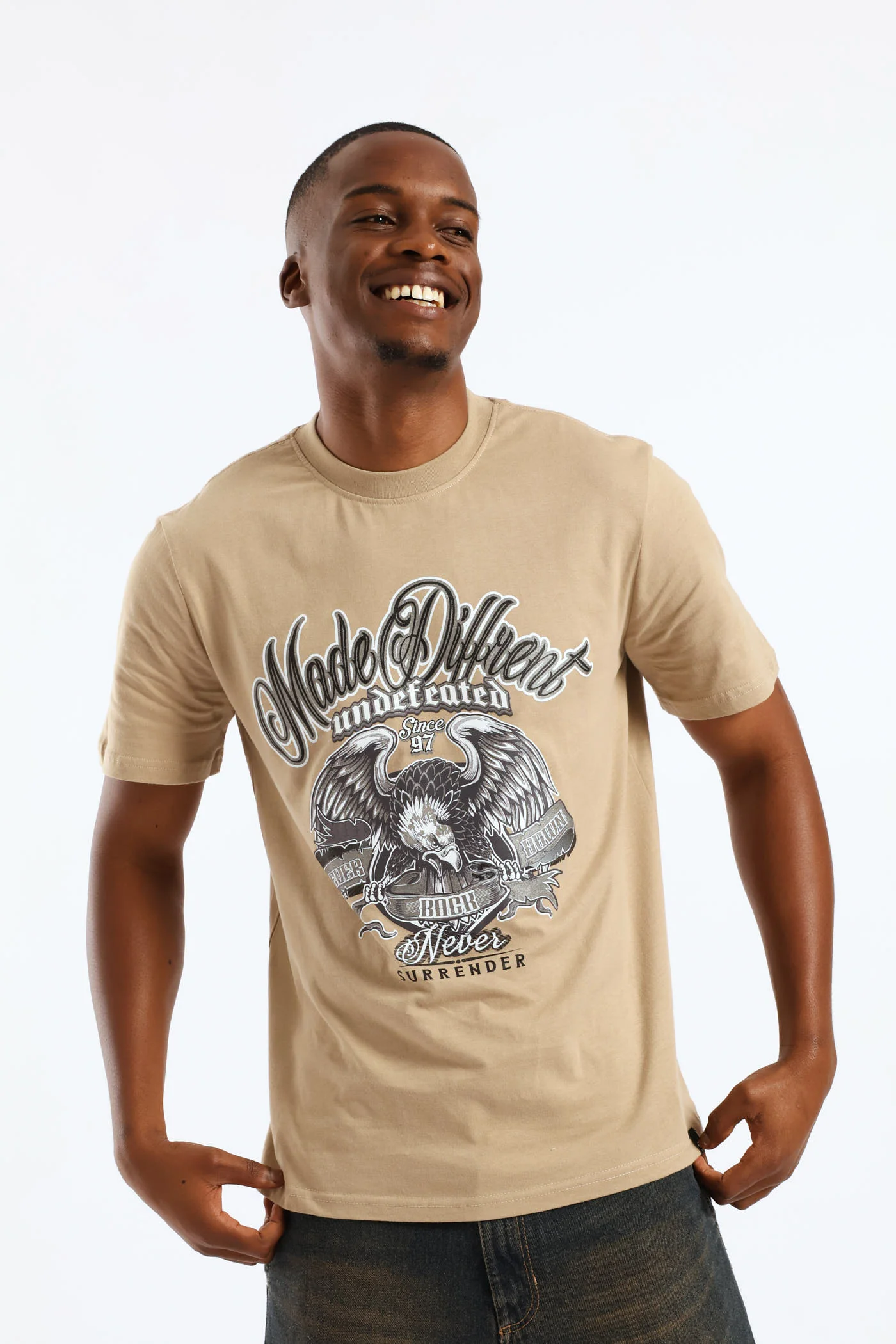 Eagle Print Tee - Taupe - Image 4
