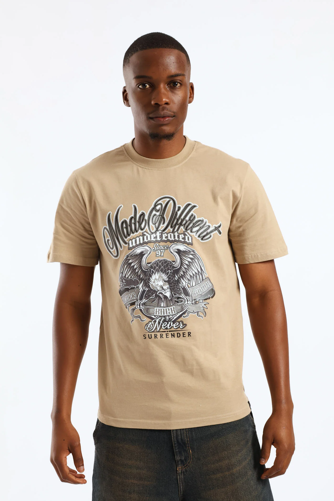Eagle Print Tee - Taupe - Image 5