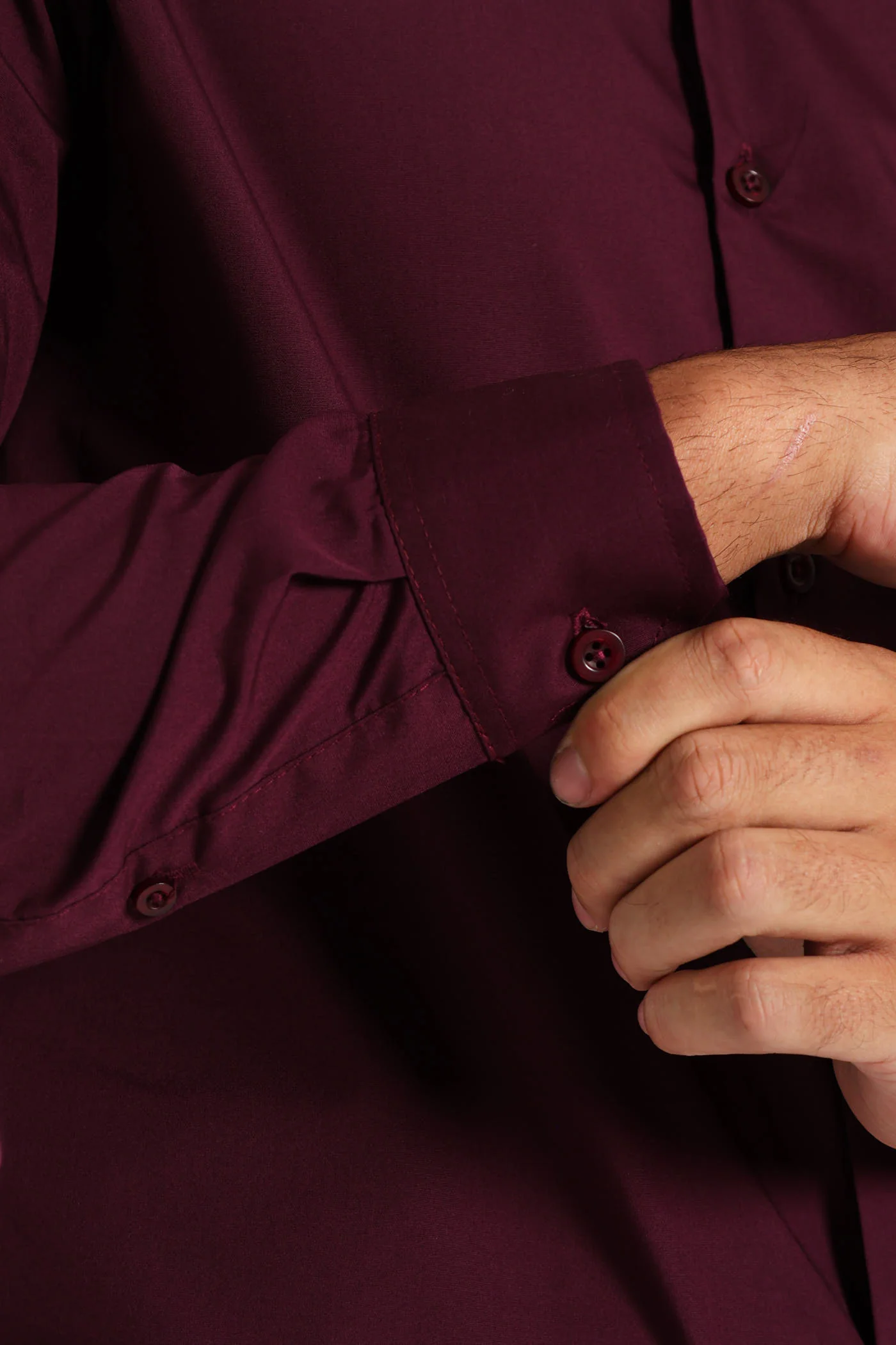 Easy Care Long Sleeve Shirt - Burgundy - Image 10