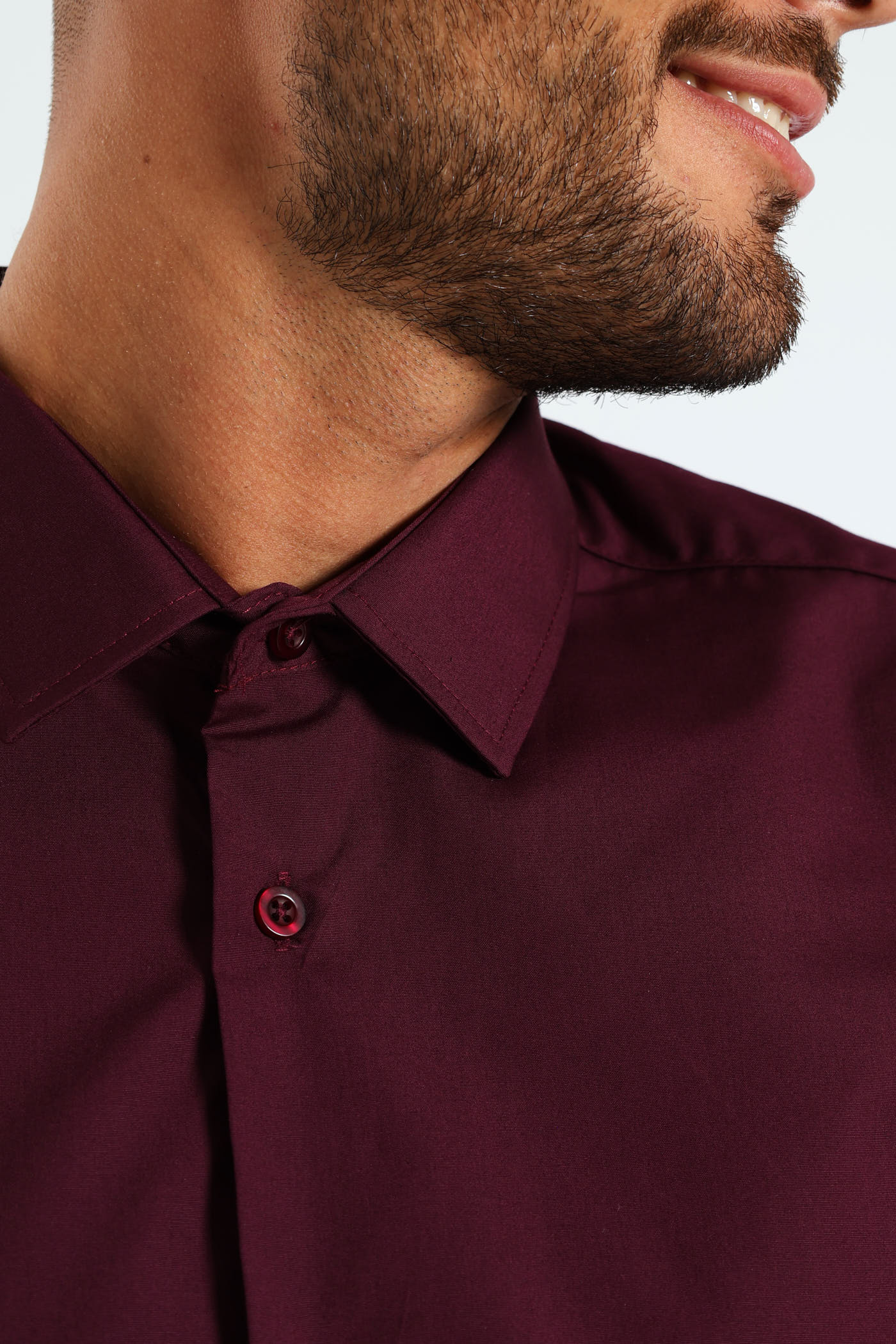Easy Care Long Sleeve Shirt - Burgundy - Image 11