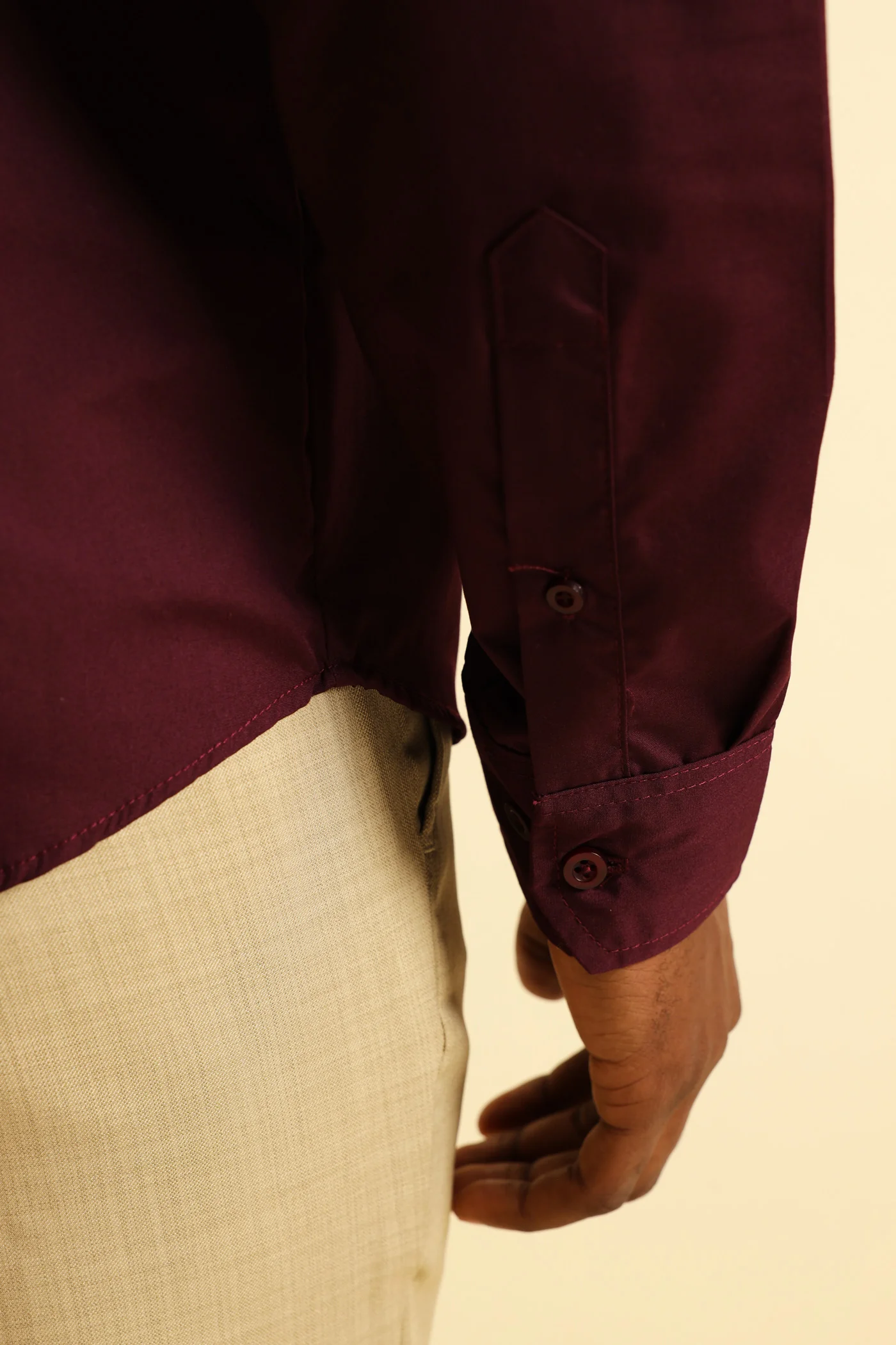 Easy Care Long Sleeve Shirt - Burgundy - Image 3