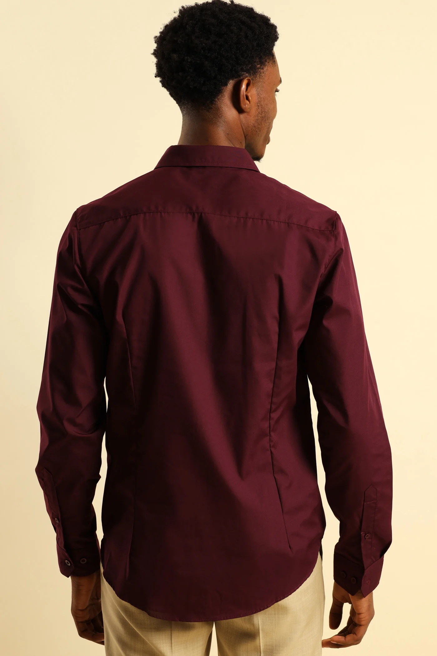 Easy Care Long Sleeve Shirt - Burgundy - Image 4
