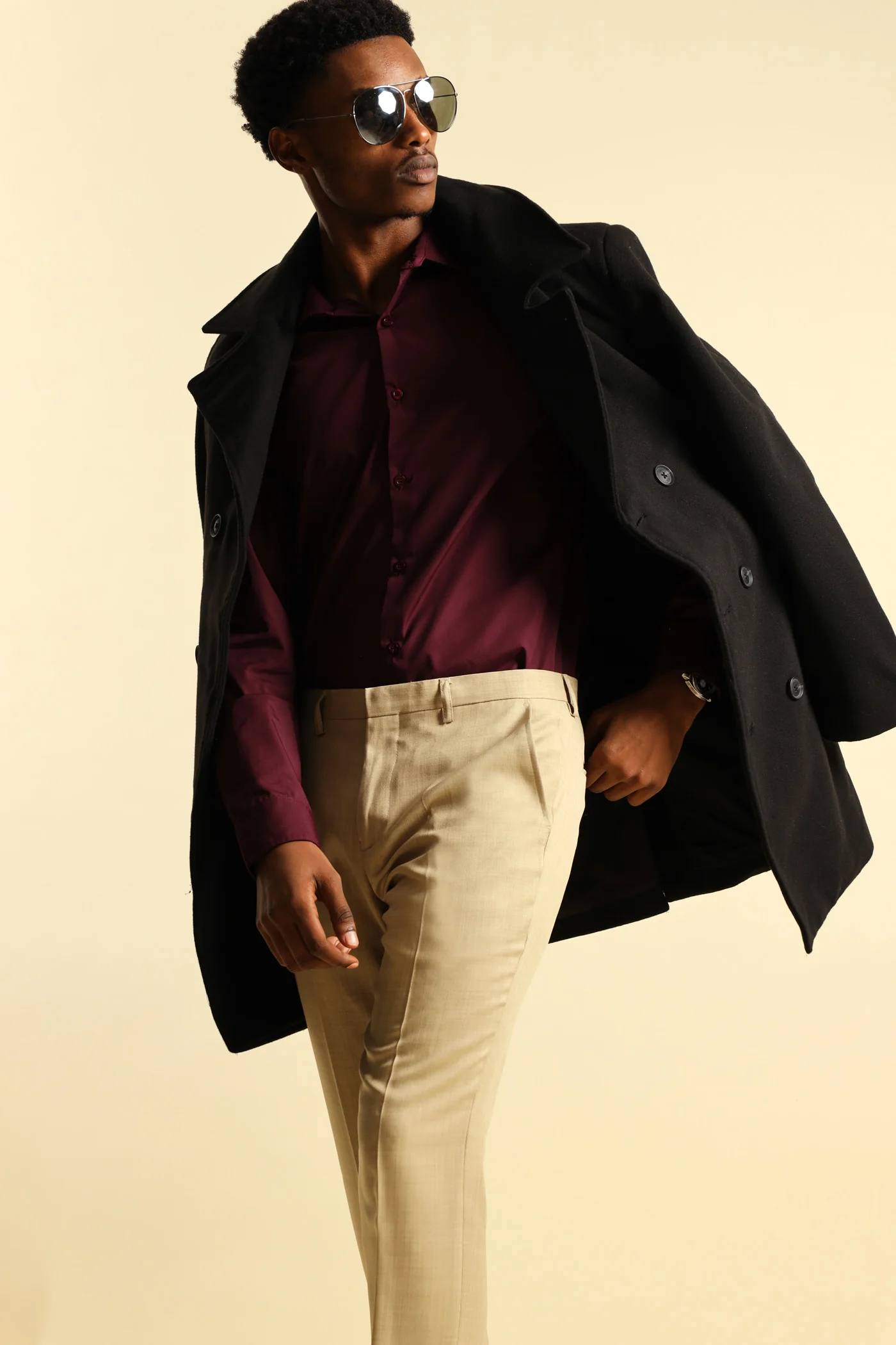 Easy Care Long Sleeve Shirt - Burgundy - Image 6