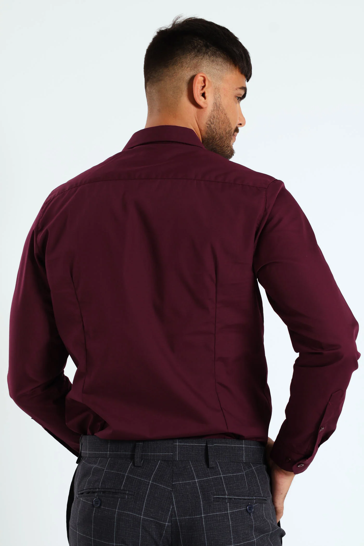 Easy Care Long Sleeve Shirt - Burgundy - Image 9
